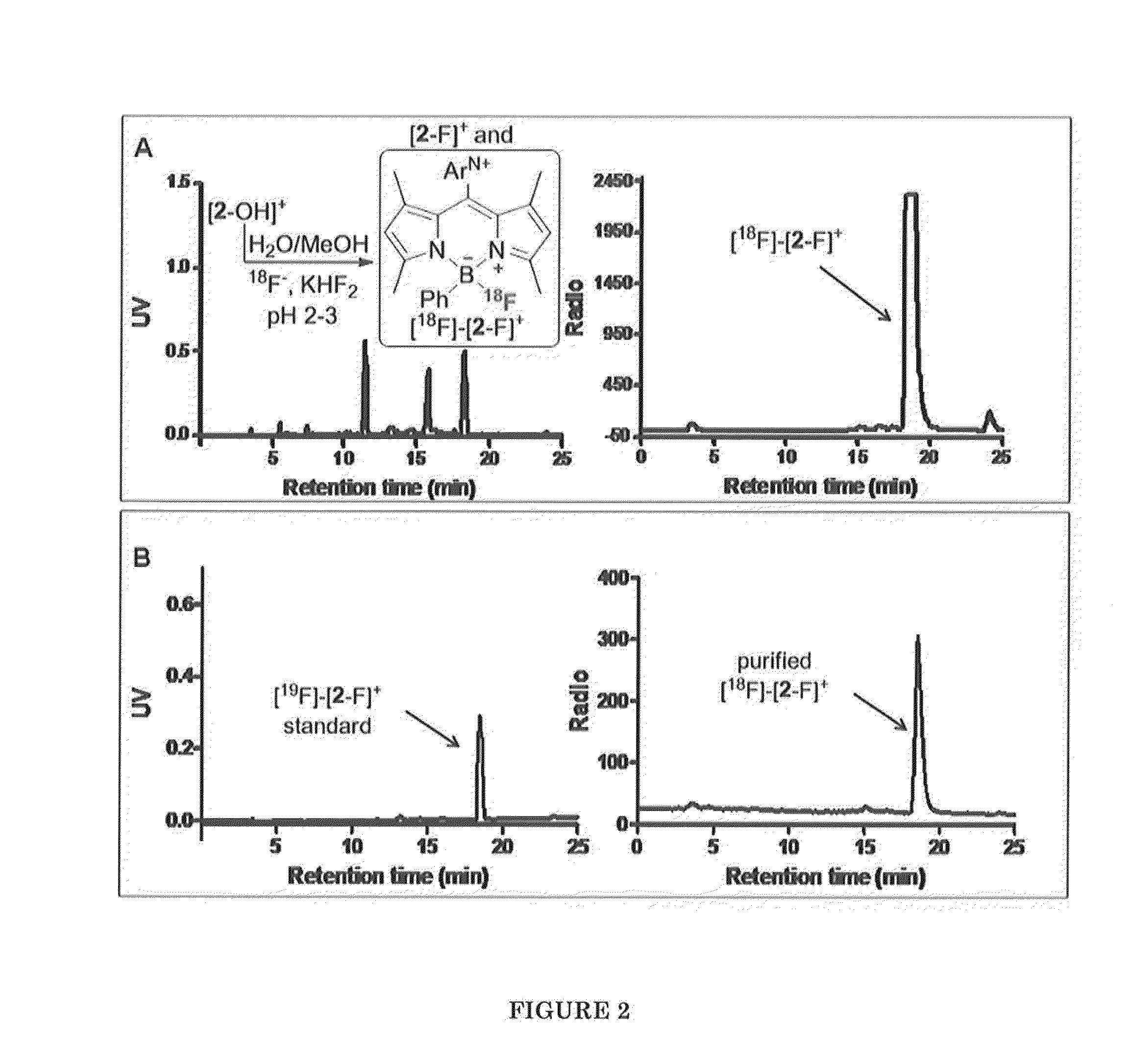 Boron-Based Dual Imaging Probes, Compositions and Methods for Rapid Aqueous F-18 Labeling, and Imaging Methods Using Same