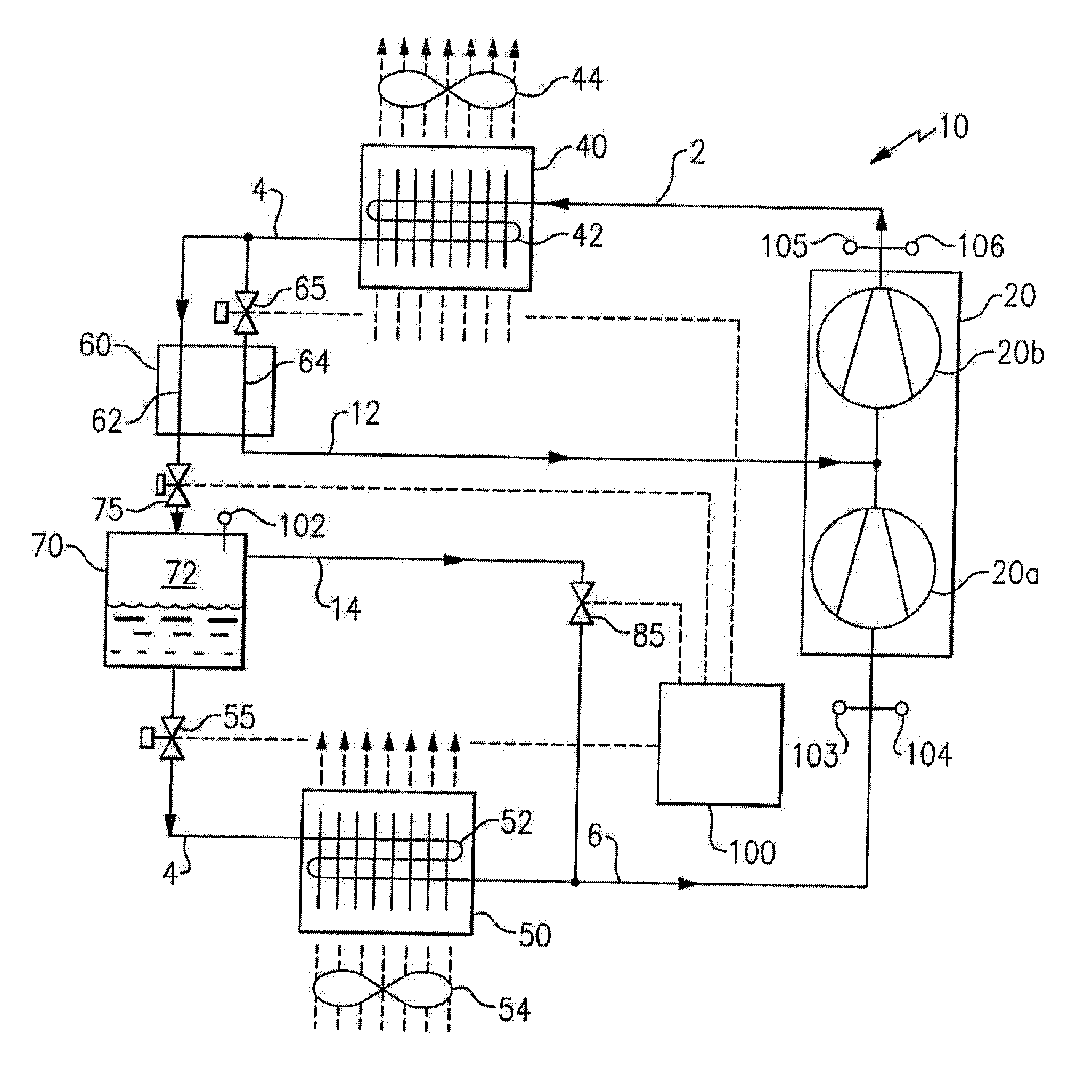 Transcritical refrigerant vapor compression system with charge management