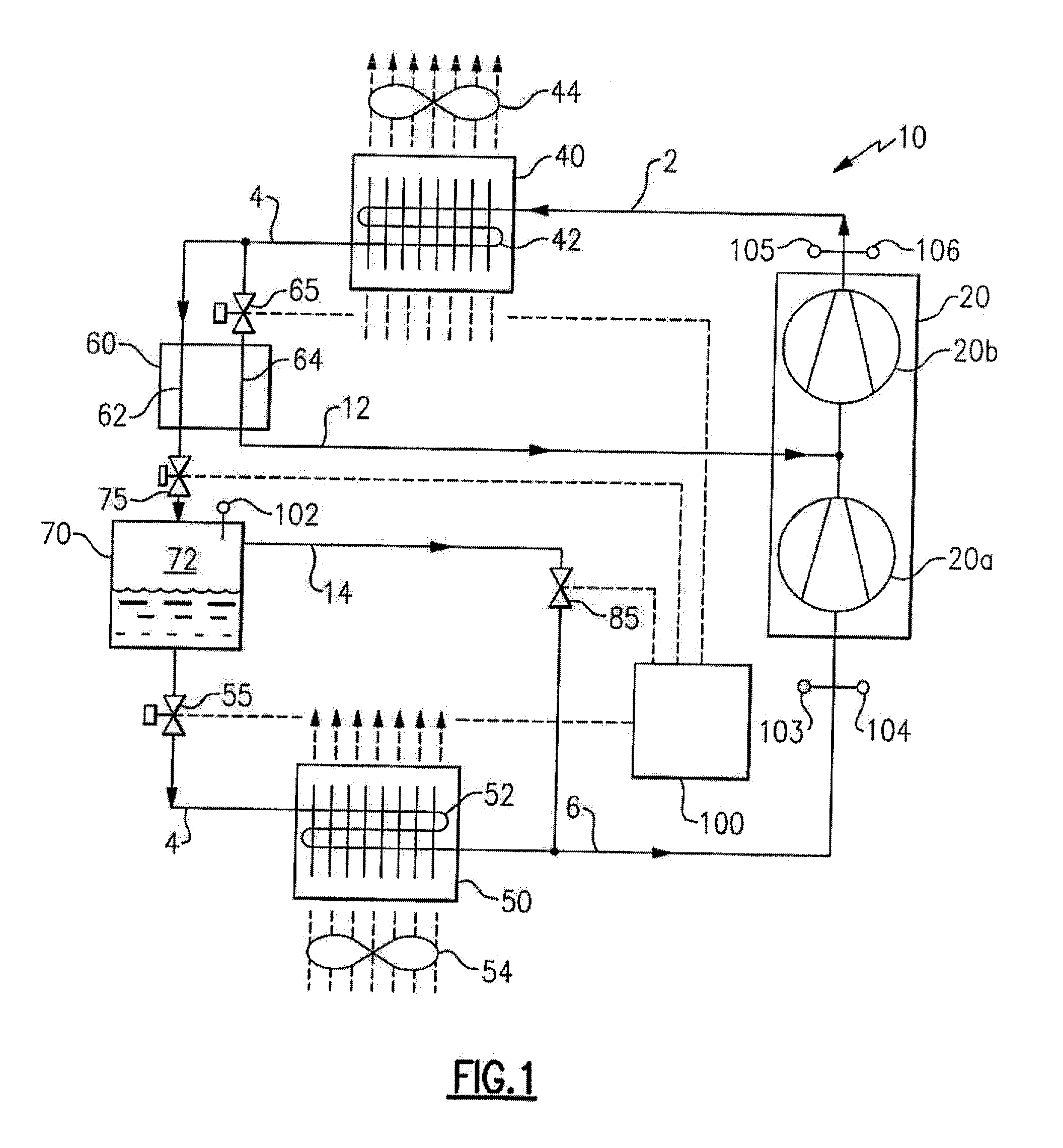 Transcritical refrigerant vapor compression system with charge management