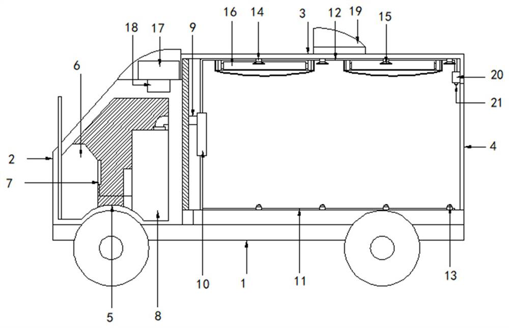 Cabin disinfection transport vehicle