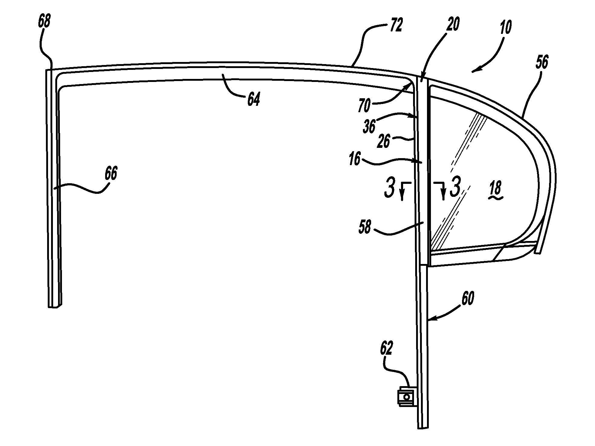 Method of forming unsupported division post for automotive glass encapsulation