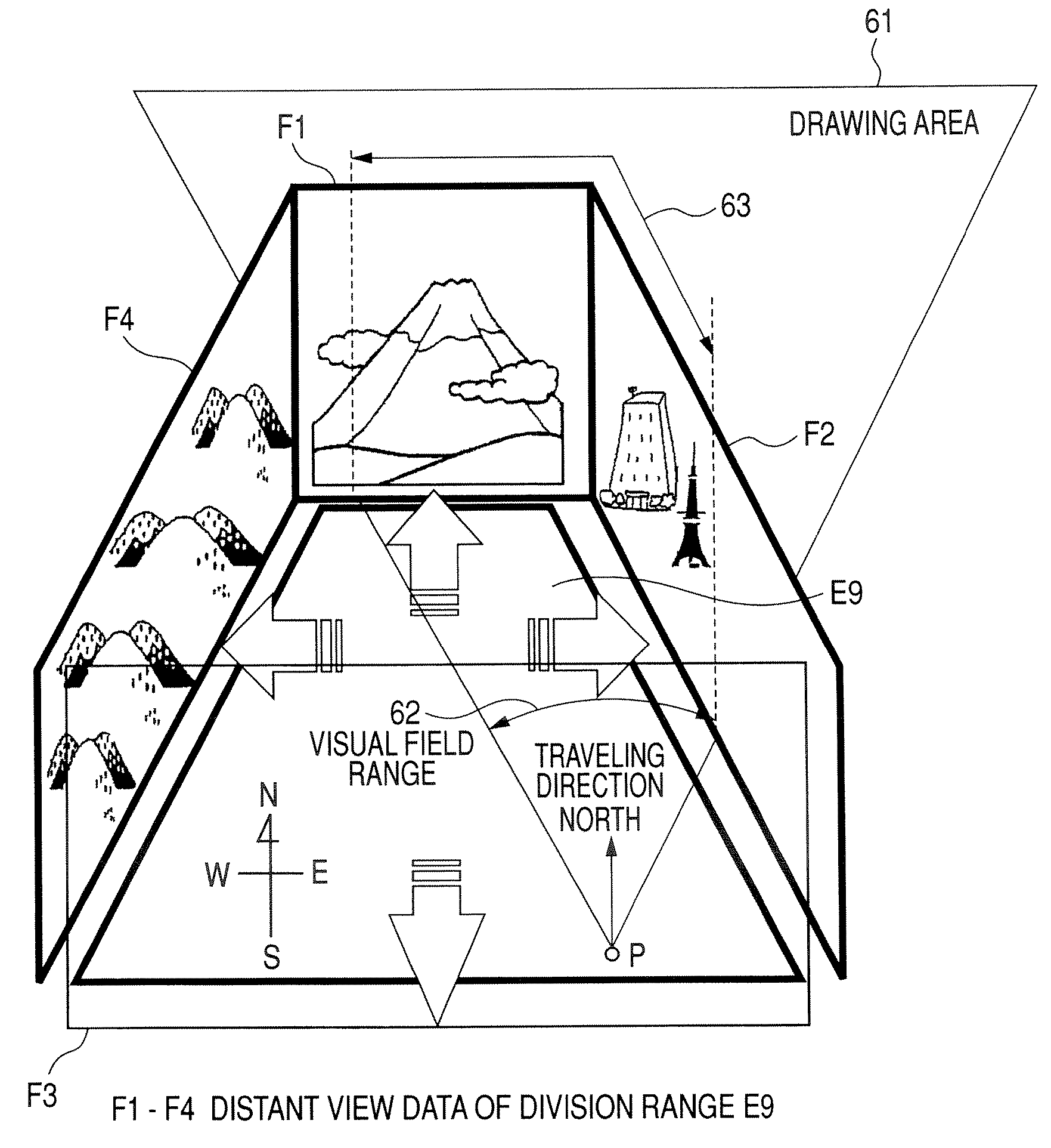 Virtual space image display method, apparatus, virtual space image display program, and recording medium