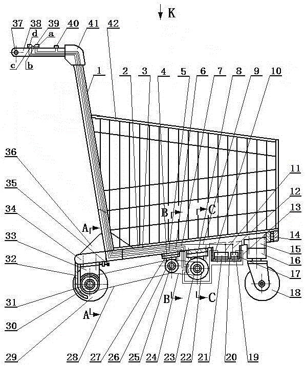 Electric shopping cart suitable for supermarket