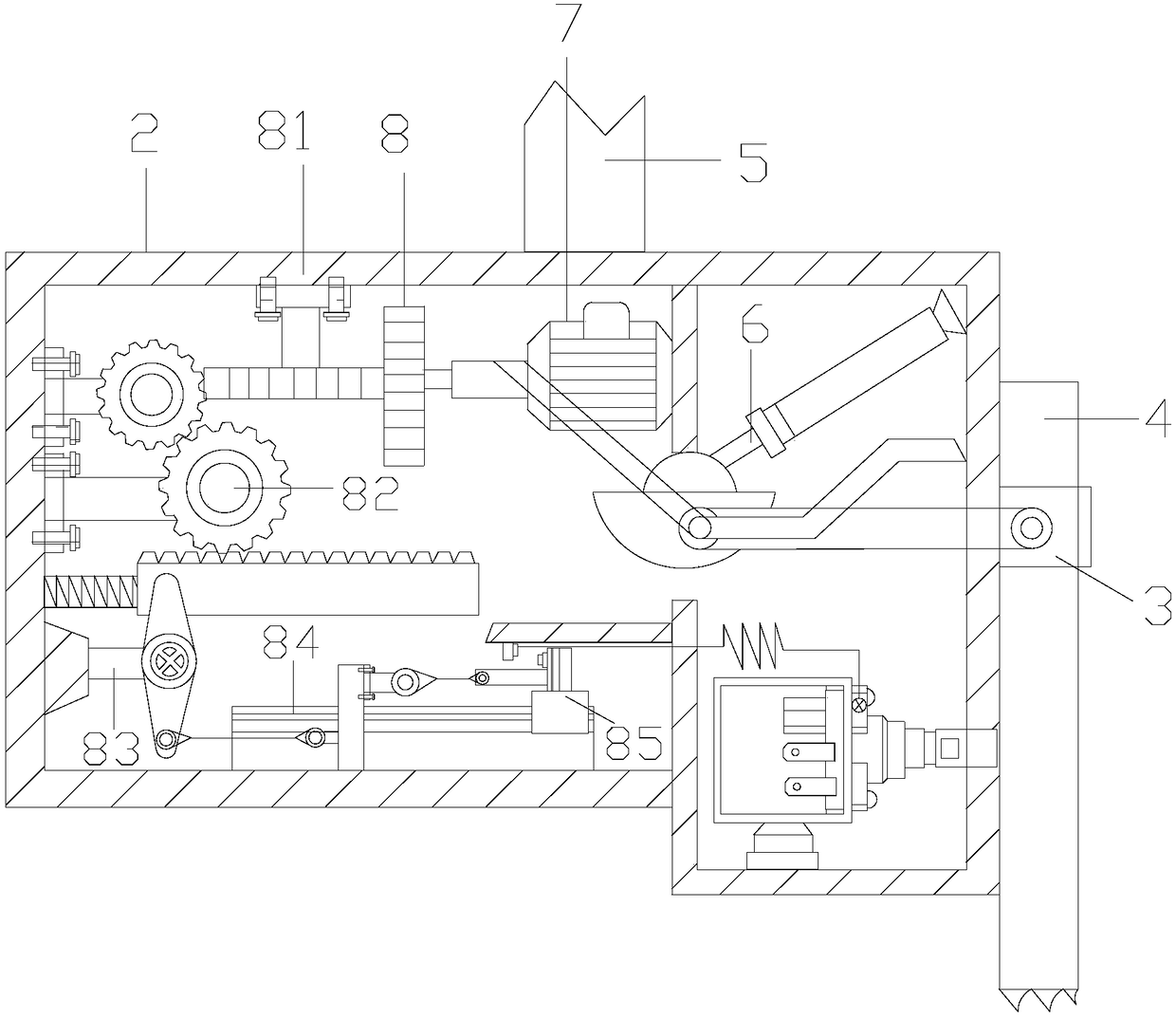 Flying scrap preventing household wood cutting machine