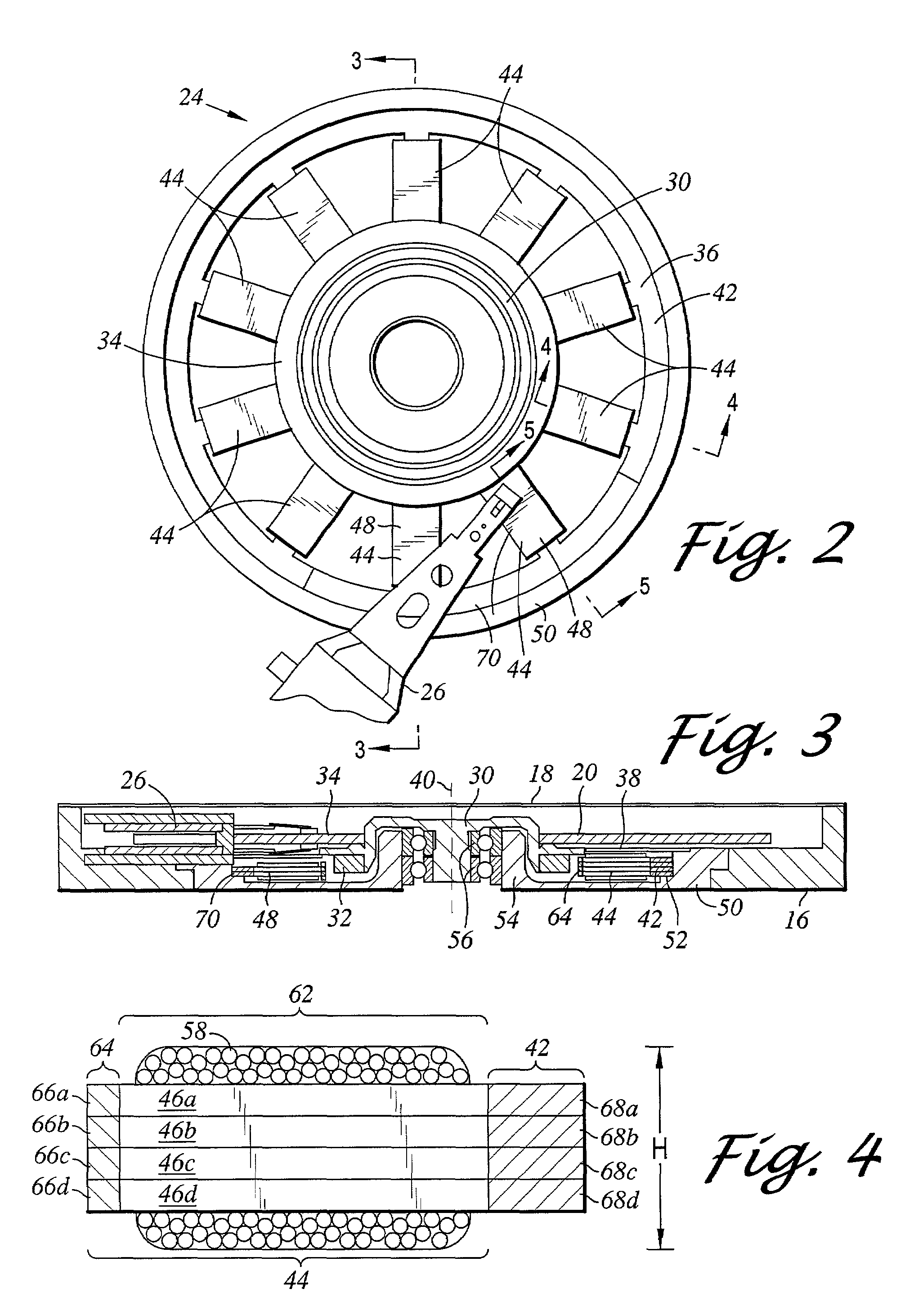 Spindle motor having spindle motor stator with laminate layers for increased head stack assembly access