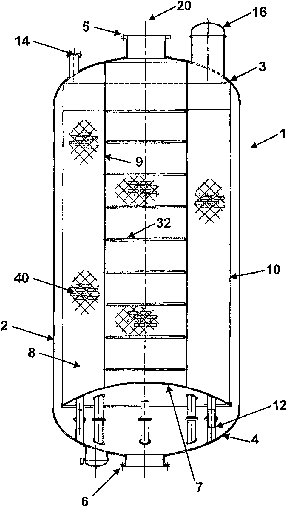 Radial flow reactor with movable supports