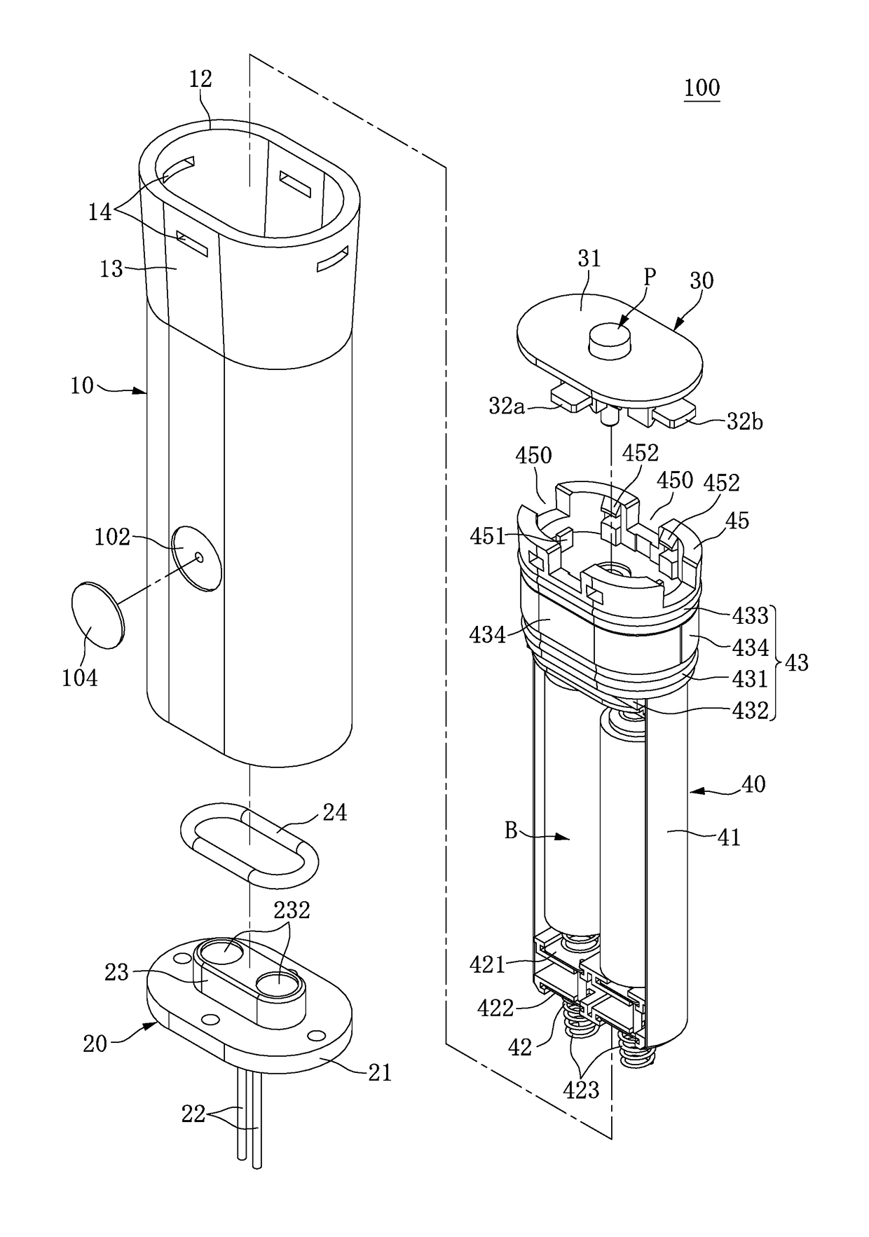 Waterproof accommodating structure for battery