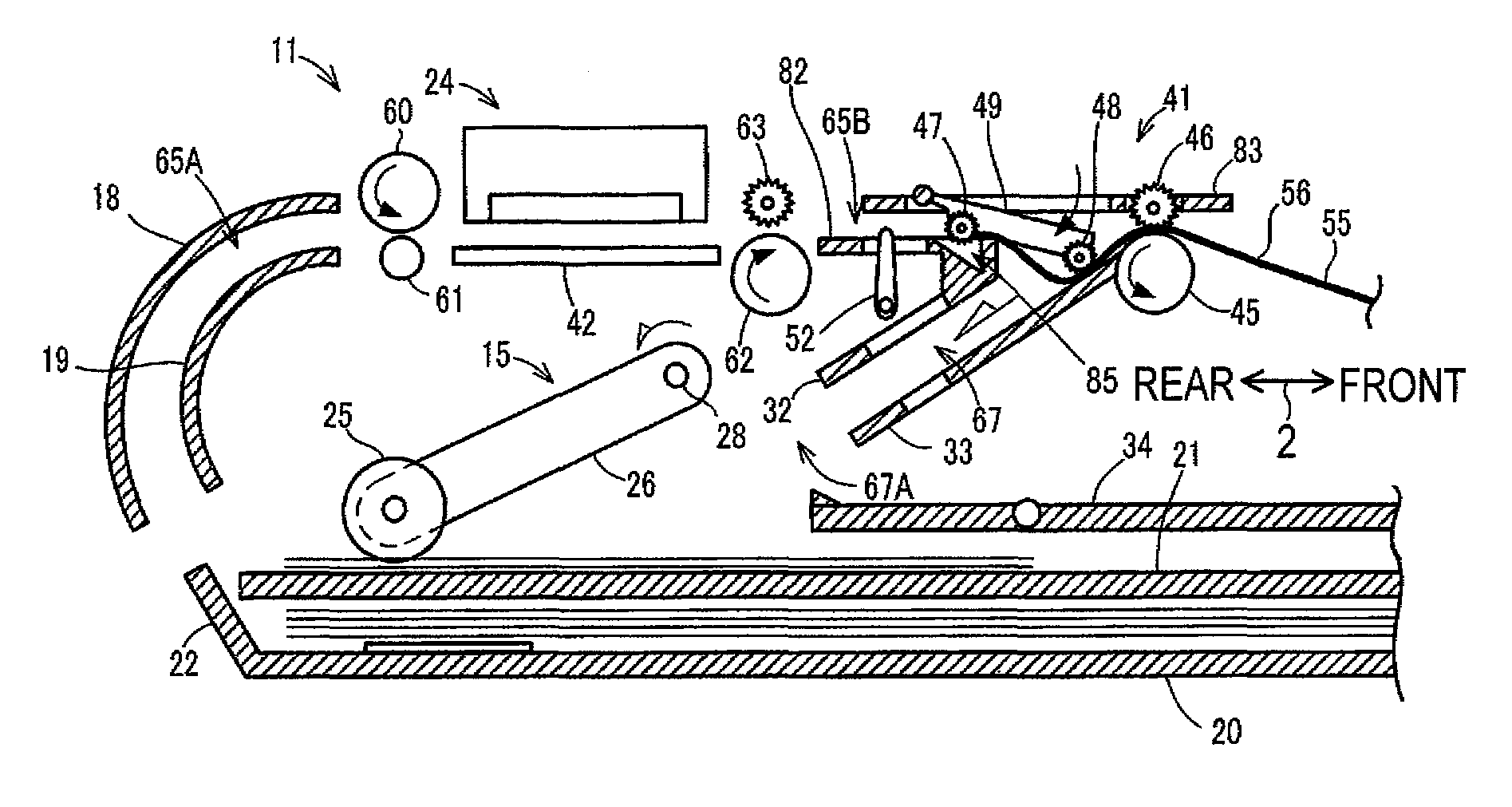 Feeding device and image recording apparatus with the feeding device