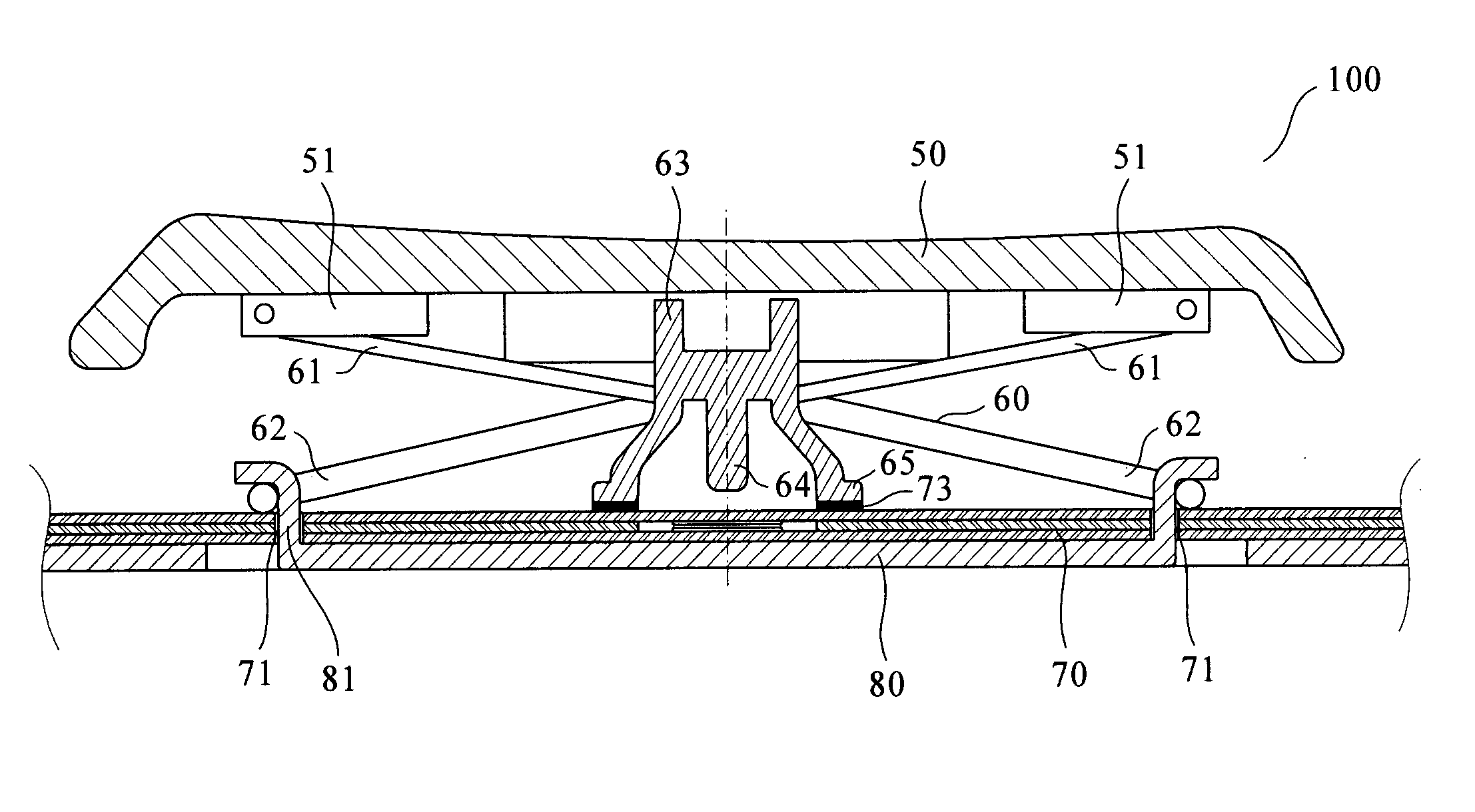 Key structure of computer keyboard