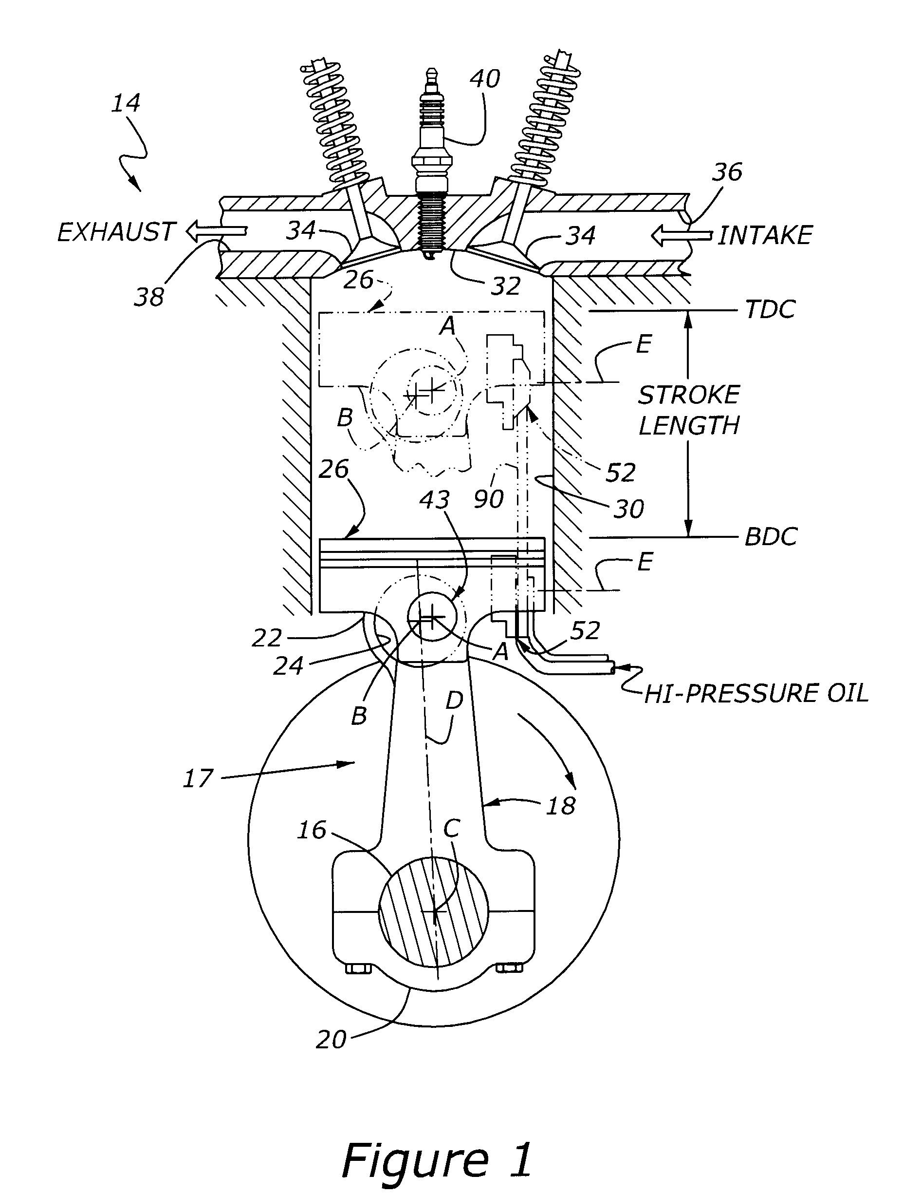 Variable compression ratio engine with dedicated bumper