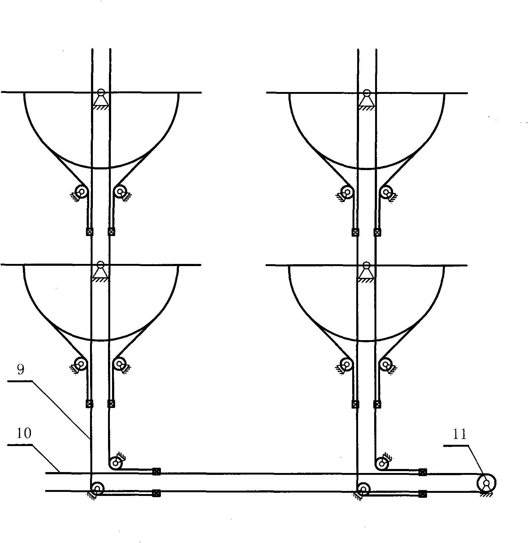 Line drive type linkage light ray tracing method and reflective concentration photovoltaic power generation thereof