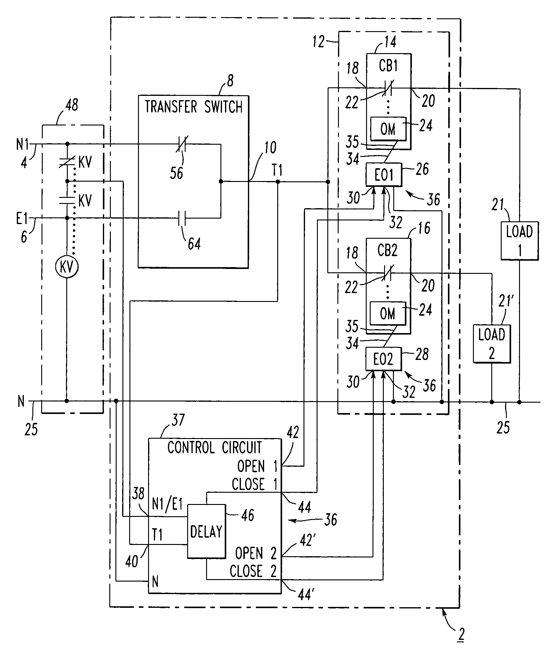 Power distribution system and control system for same