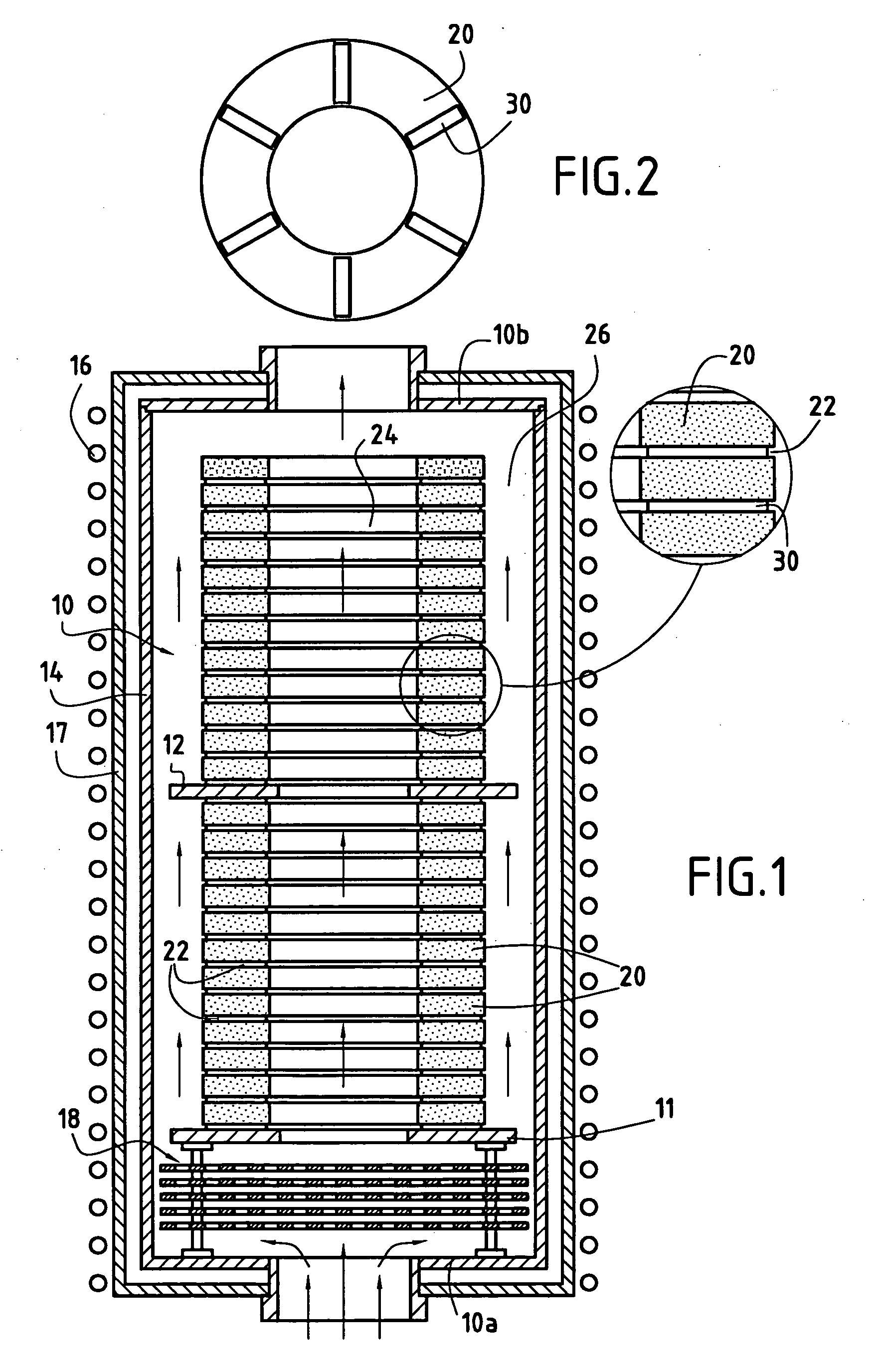 Chemical vapour infiltration method for densifying porous substrates having a central passage