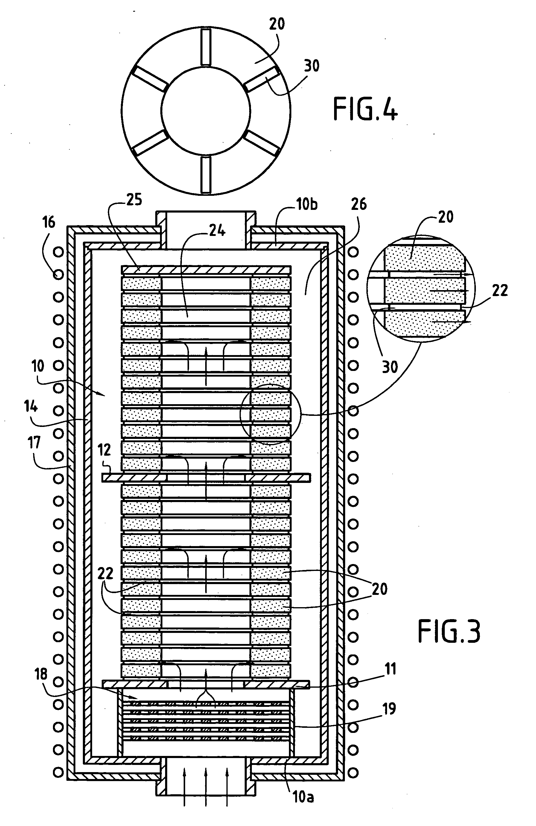 Chemical vapour infiltration method for densifying porous substrates having a central passage