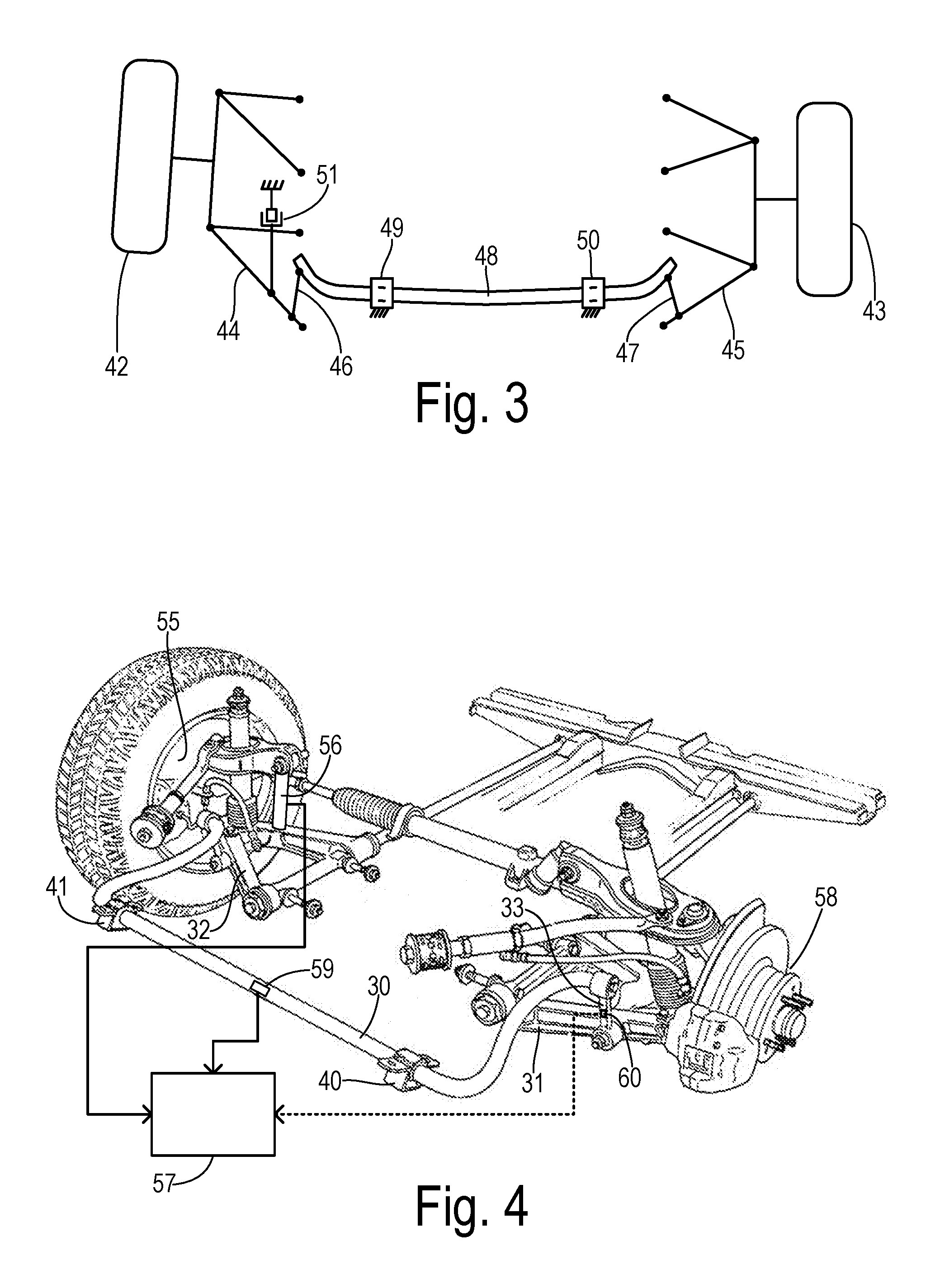 Height determination for two independently suspended wheels using a height sensor for only one wheel