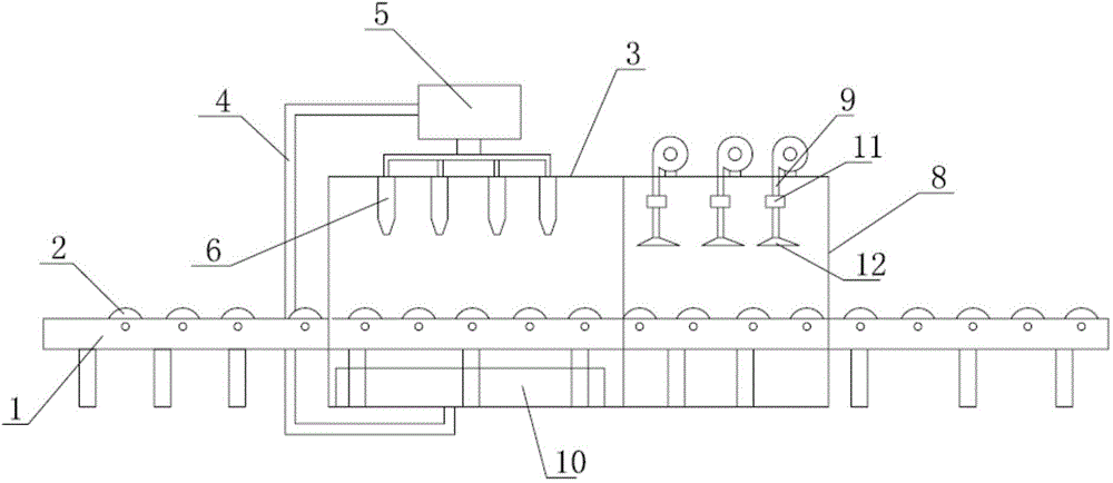 Surface automatic spray painting and drying device in steel structure