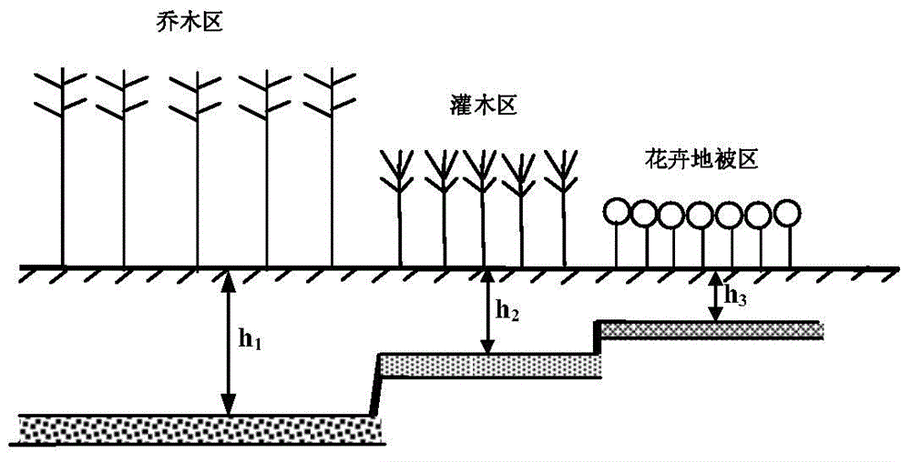 Greening method for controlling and discharging salt stepwise in coastal saline area