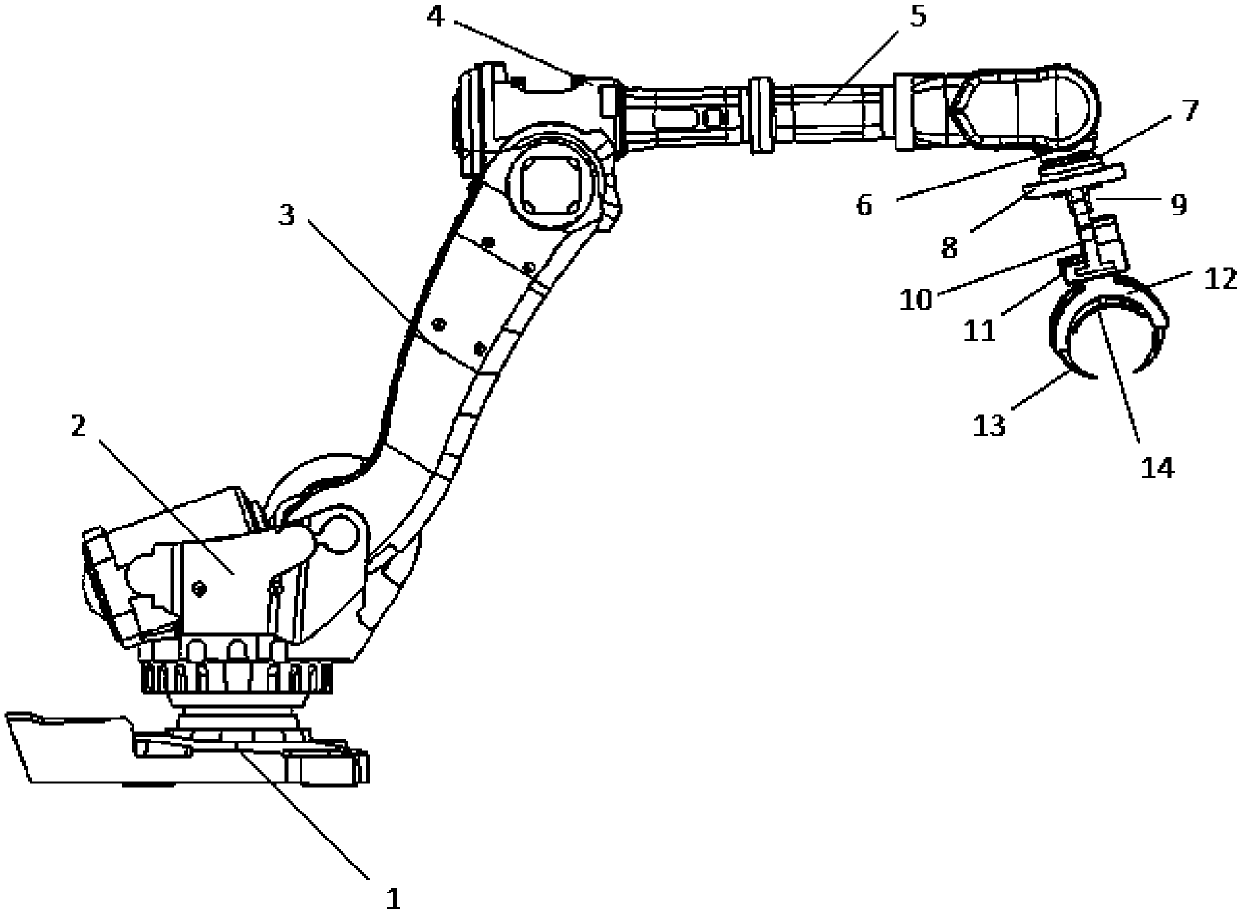 Feeding mechanical arm for timber rounding machine