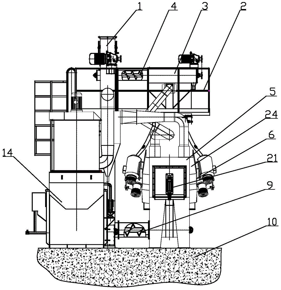 Strip steel through-type shot blasting cleaning machine