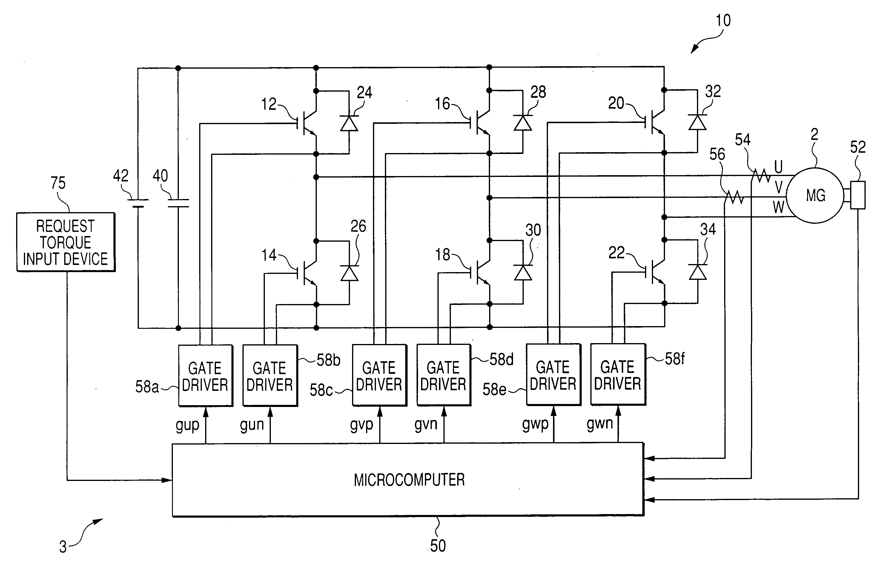 Control system for multiphase rotary electric machines