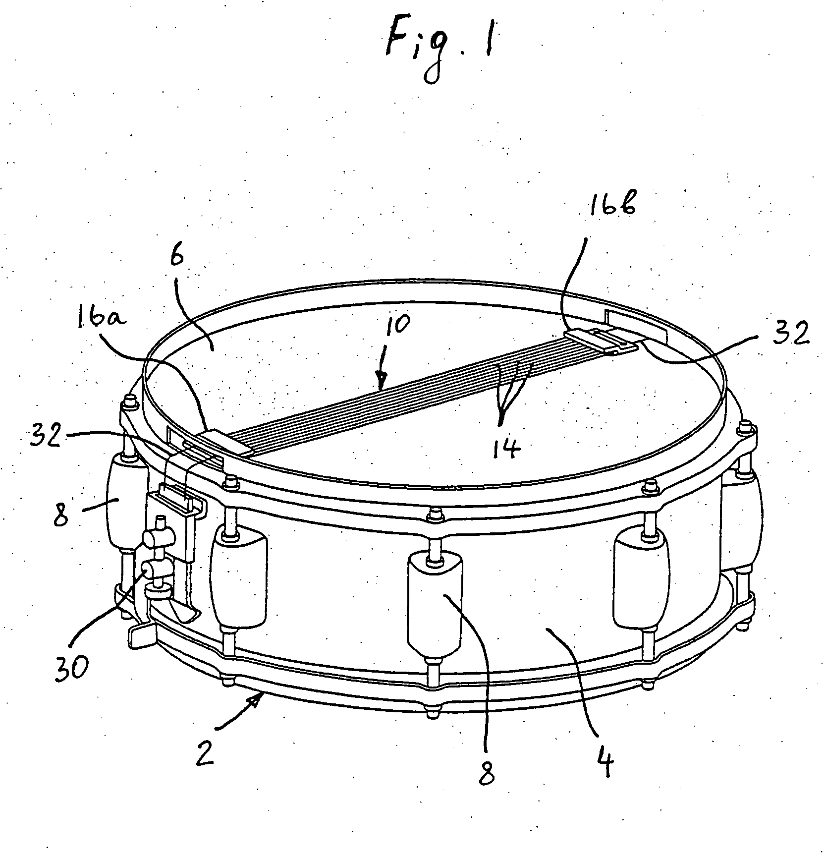 Snare assembly with graduated tonal effect