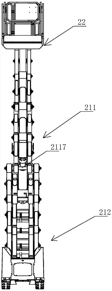 Shear-fork type lifting device for aerial work platform