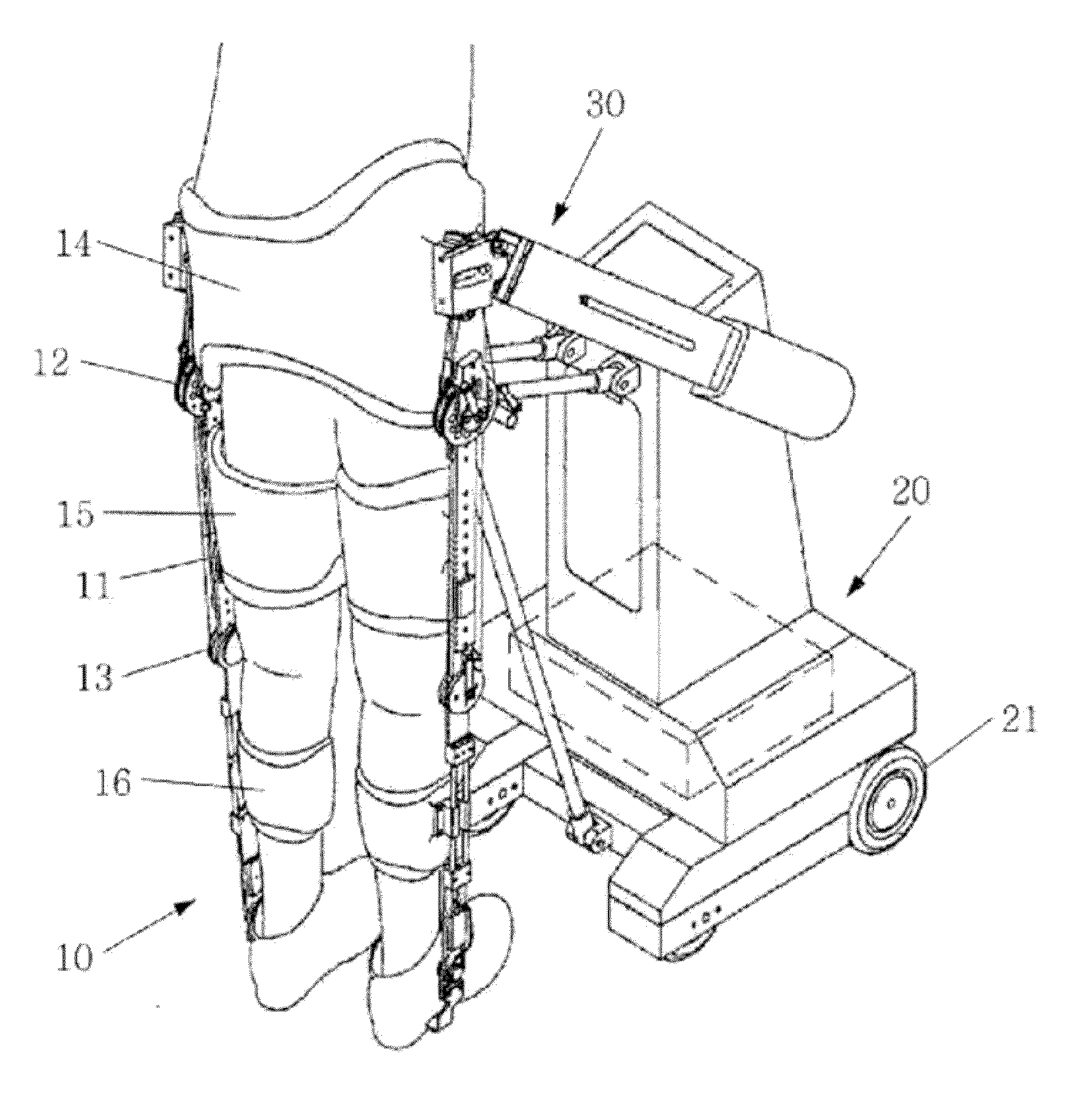 Wheelchair type robot for walking aid