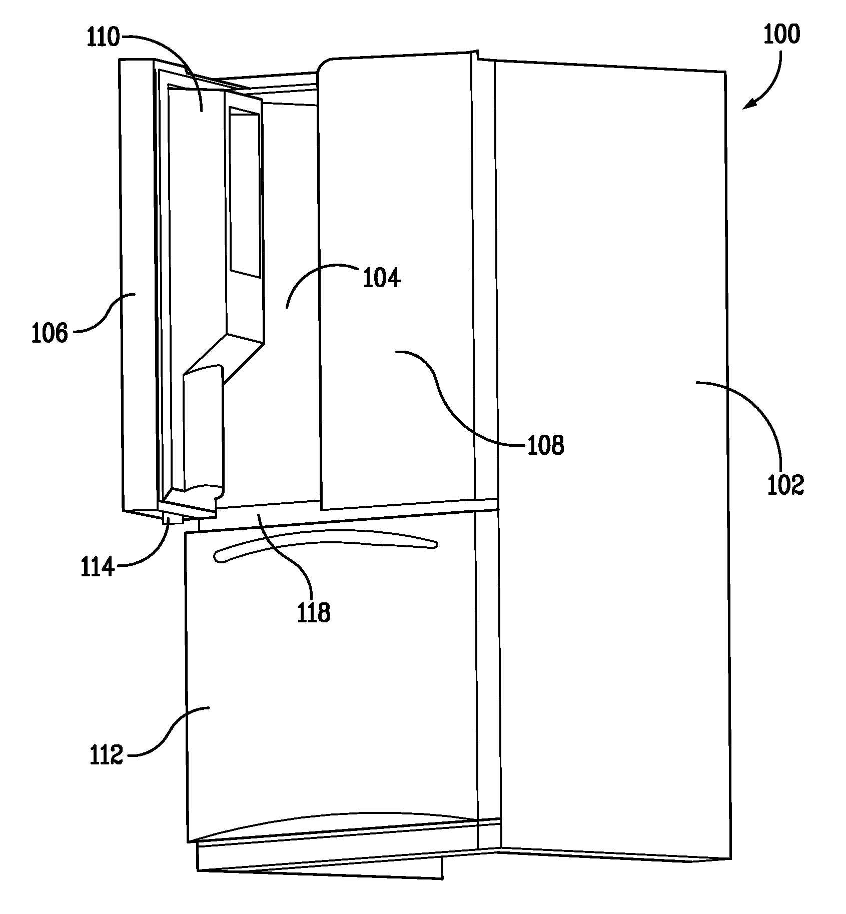 In-door fluid drainage system for a refrigerator