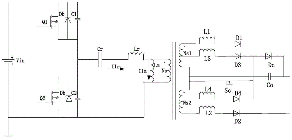 A kind of llc resonant converter applied in distributed power supply