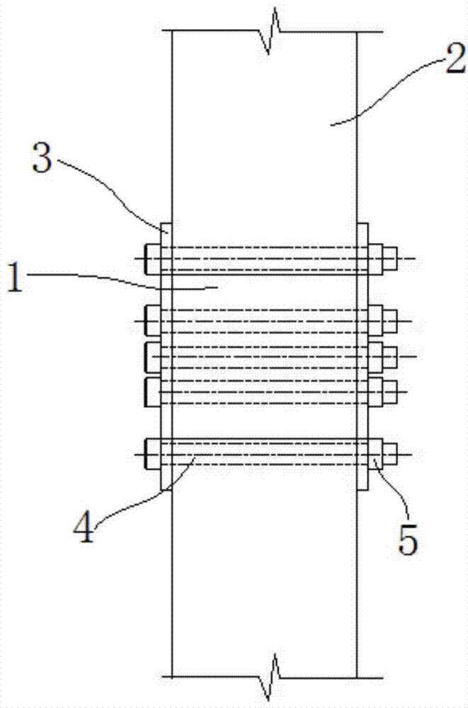 Bolt connection node for bamboo/wood frame structure in which beam and column are clamped outside steel plate