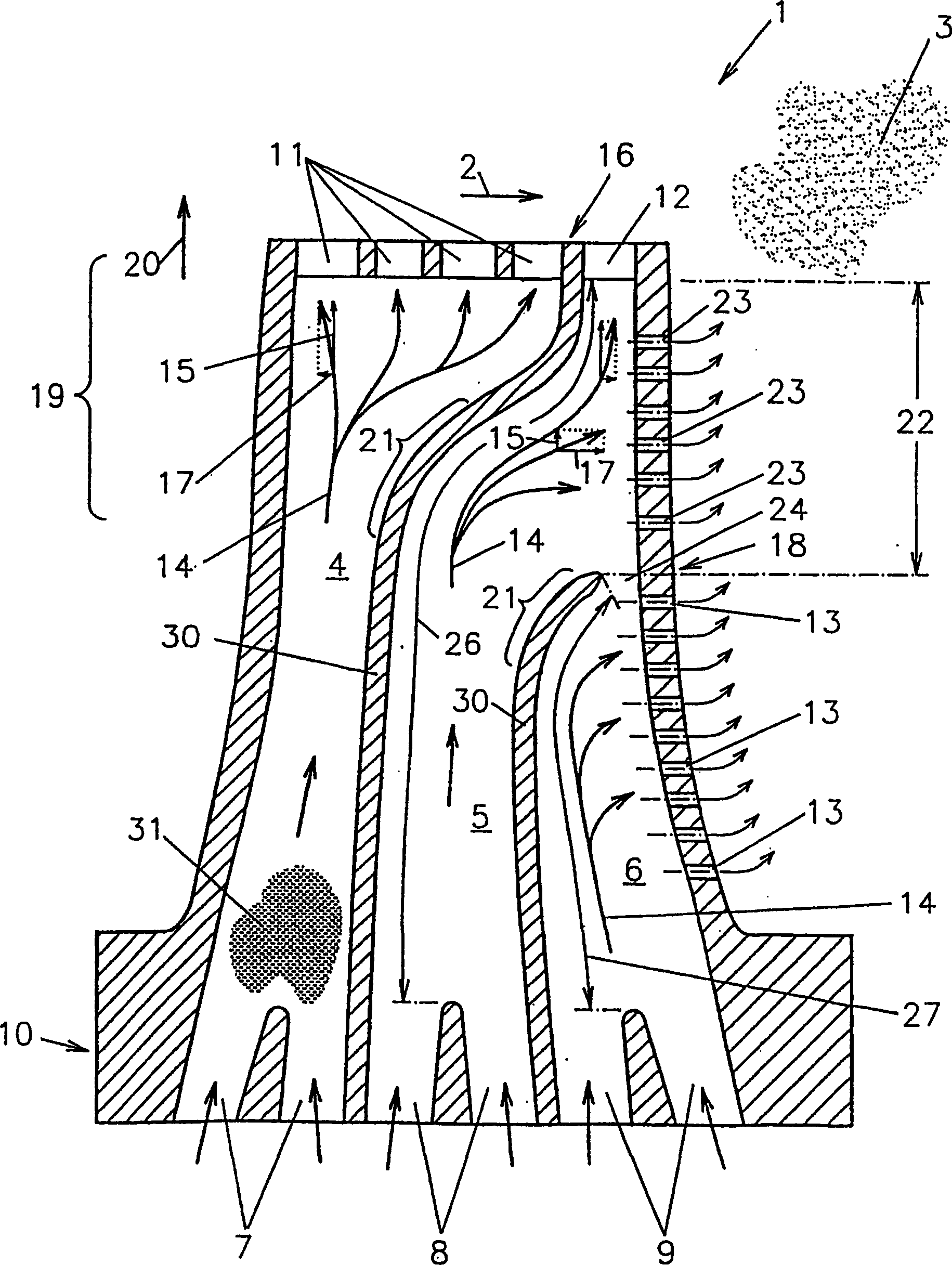 Configuration of coolable turbine blade