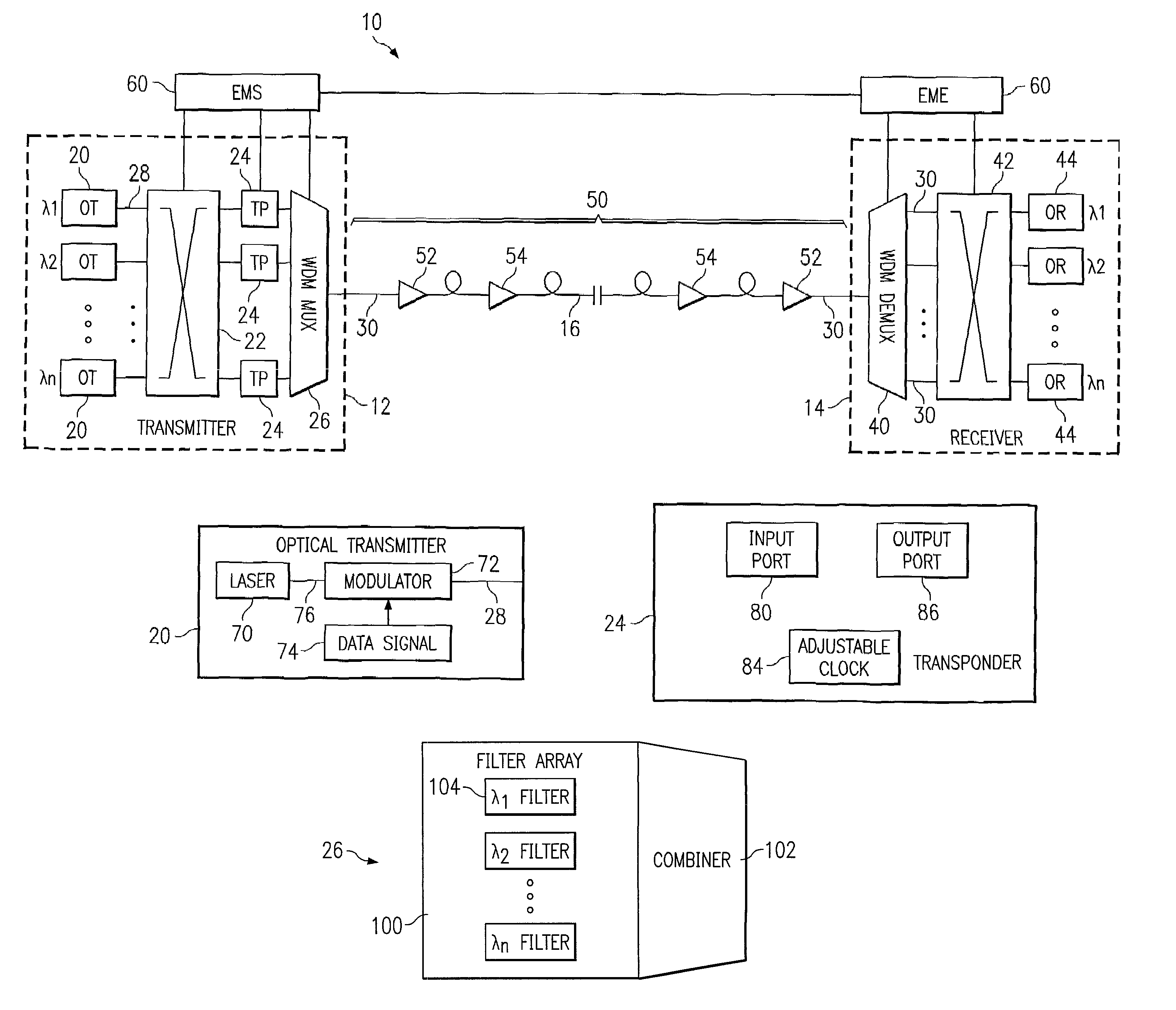 Tunable channel spacing for wavelength division multiplexing (WDM) transport system