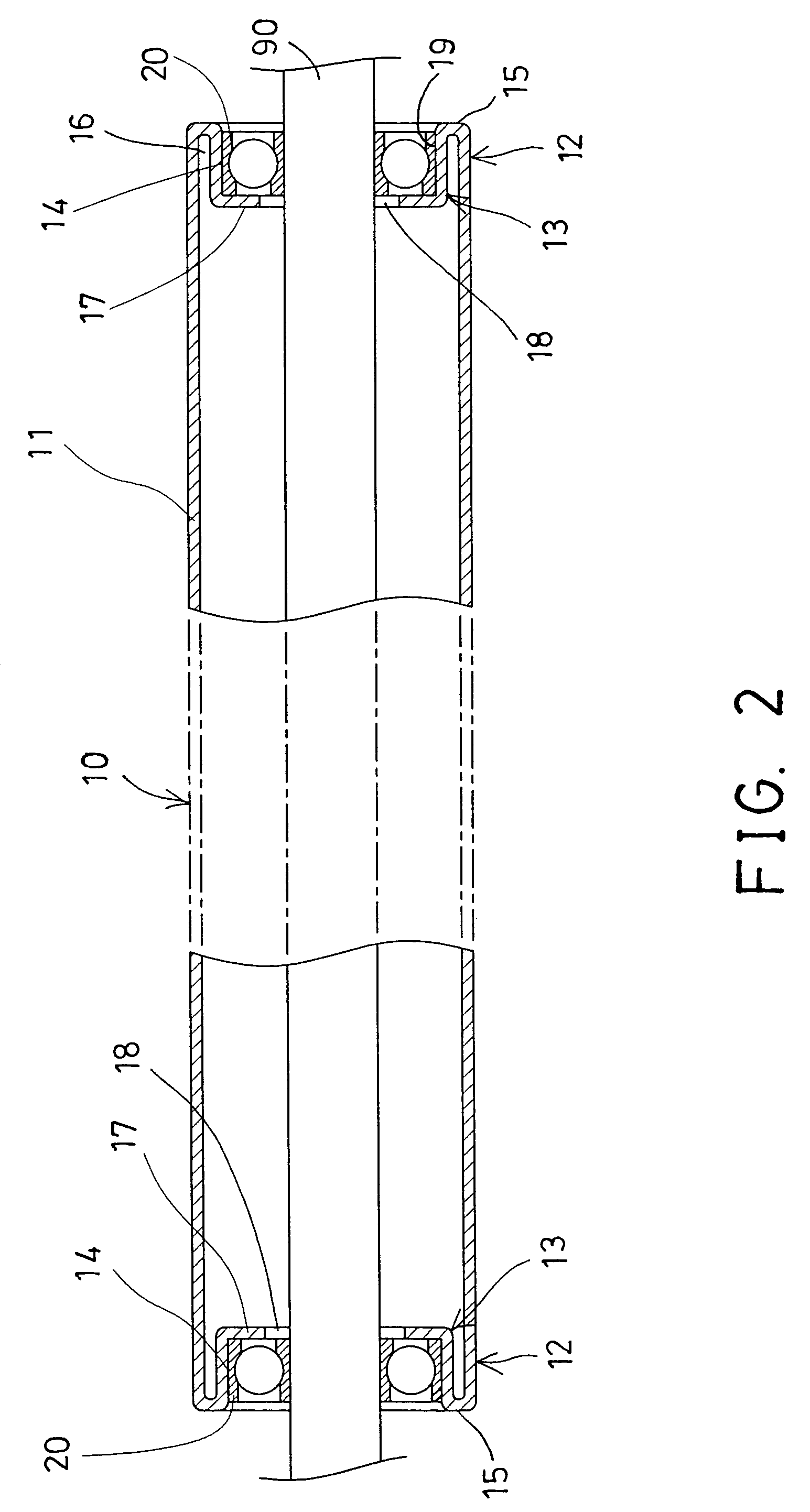 Treadmill roller device having bearing