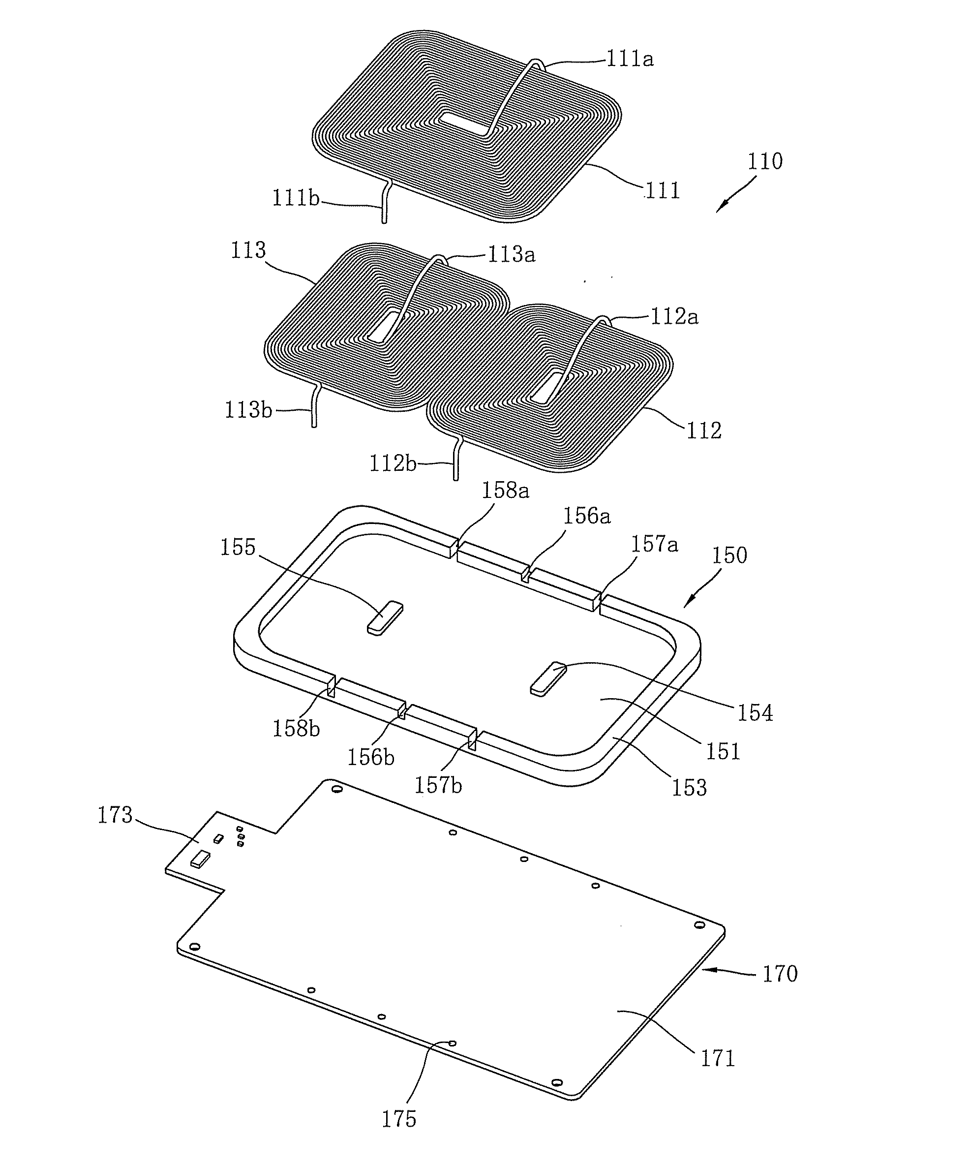 Core assembly for wireless power transmitting device and wireless power transmitting device having the same