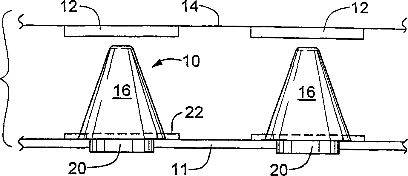 Elastic electric interconnector with varied lateral sections