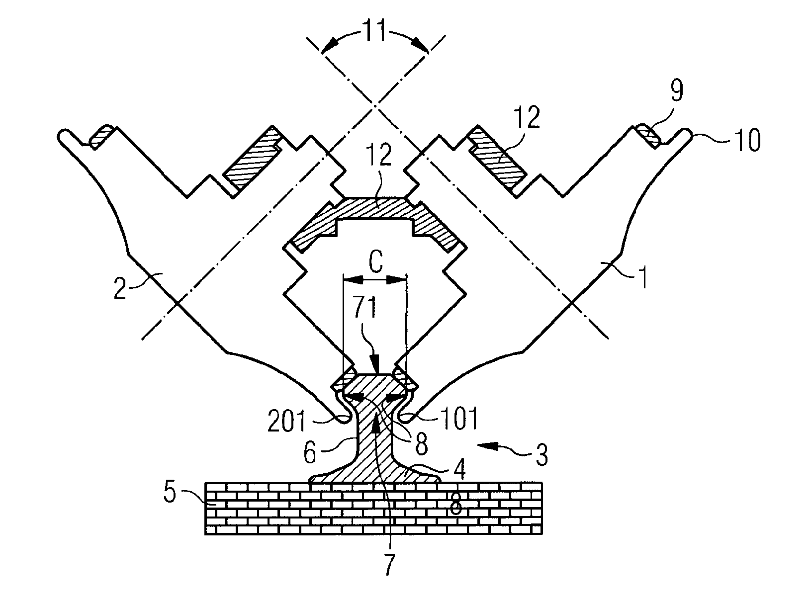 Method and device for protection against guiding loss for a guided vehicle