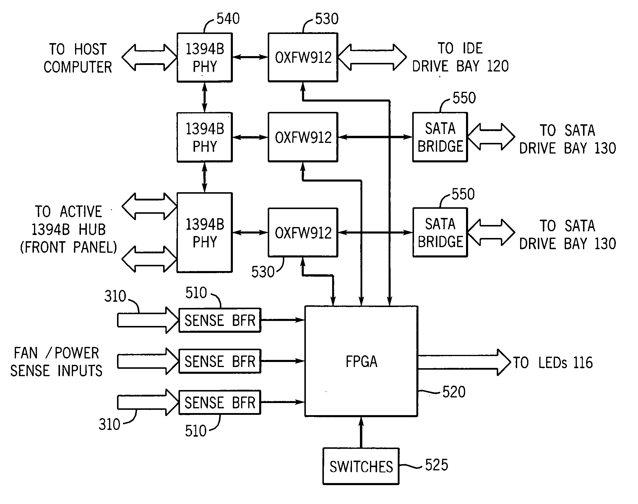 Remote power sensing for hard disk bridge controller