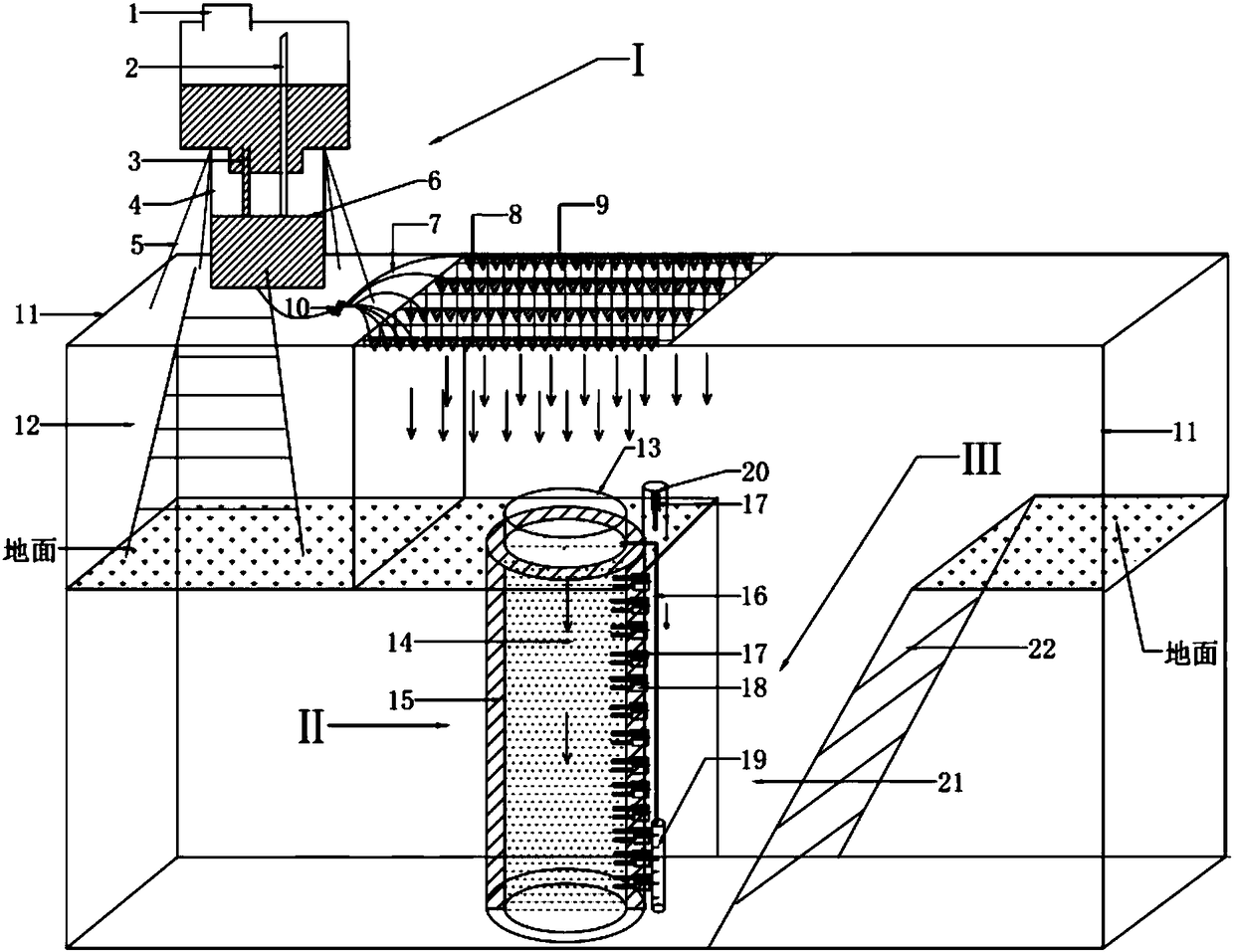 Device for in-situ rainfall infiltration parameter testing and testing method