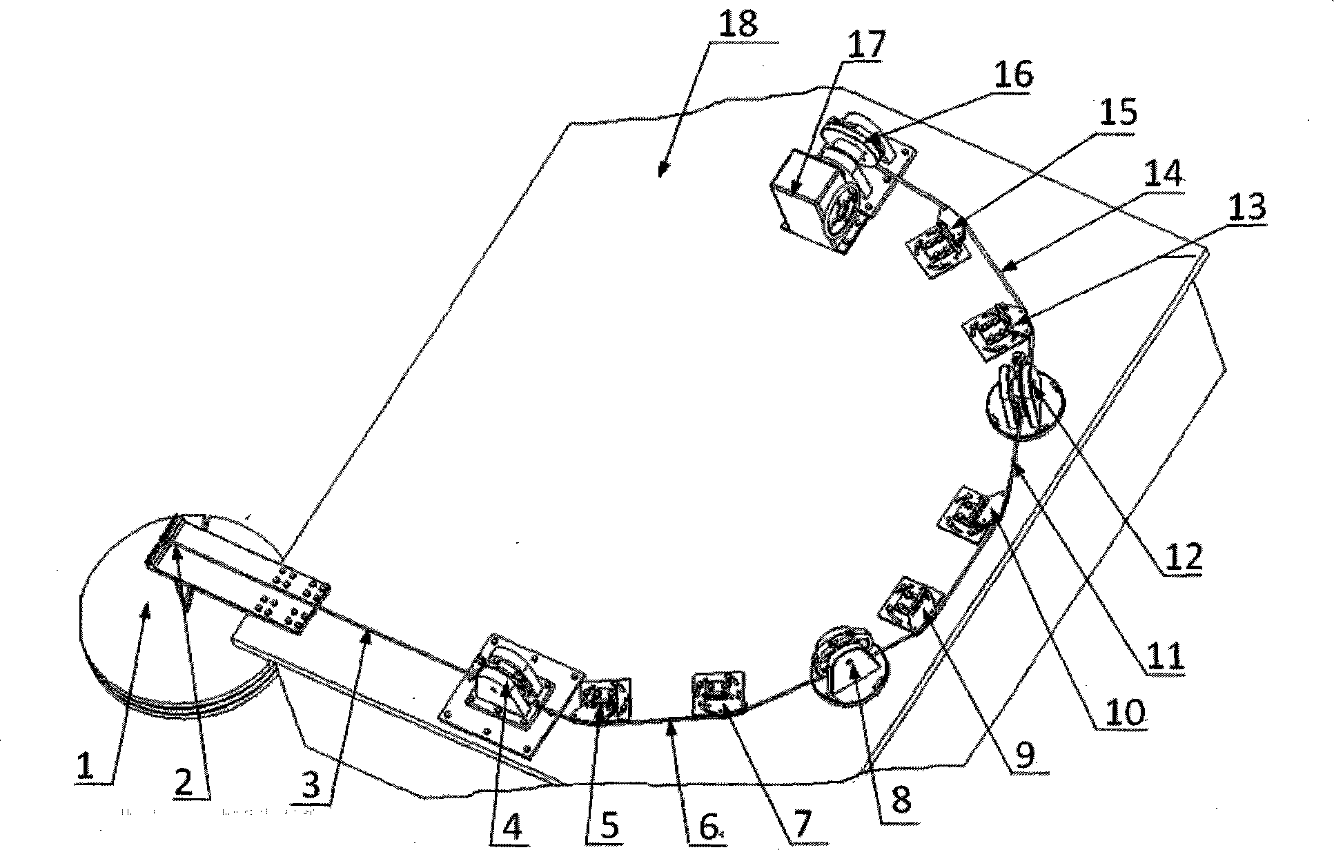 Device used for carrying out rope performance study on tandem type rope sheave structure