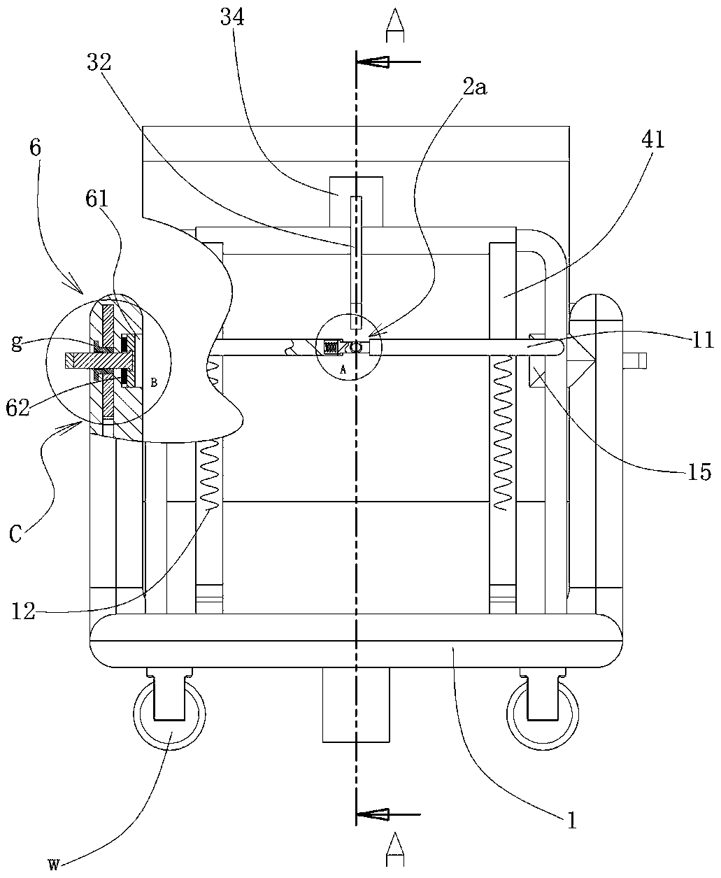 Garment transfer trolley facilitating unloading