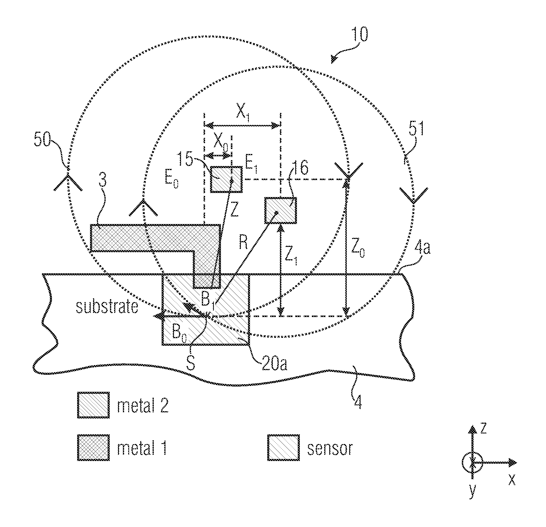 Method for determining an exciter conductor spacing from a magnetic field sensor, method for calibrating the magnetic field sensor as well as calibratable magnetic field sensor and usage of an exciter conductor structure for determining an exciter conductor spacing