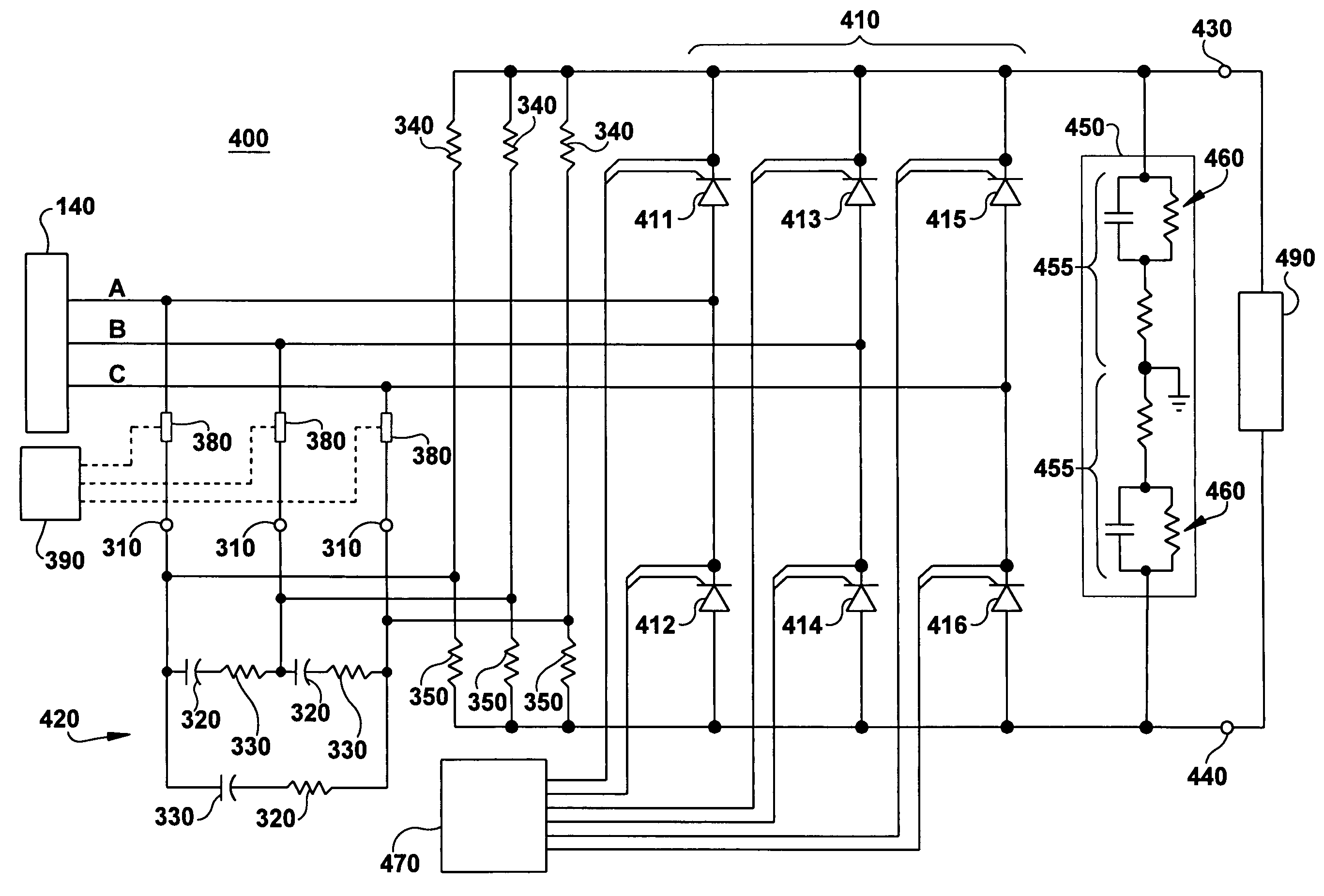 Thyristor power converter filter for excitation applications