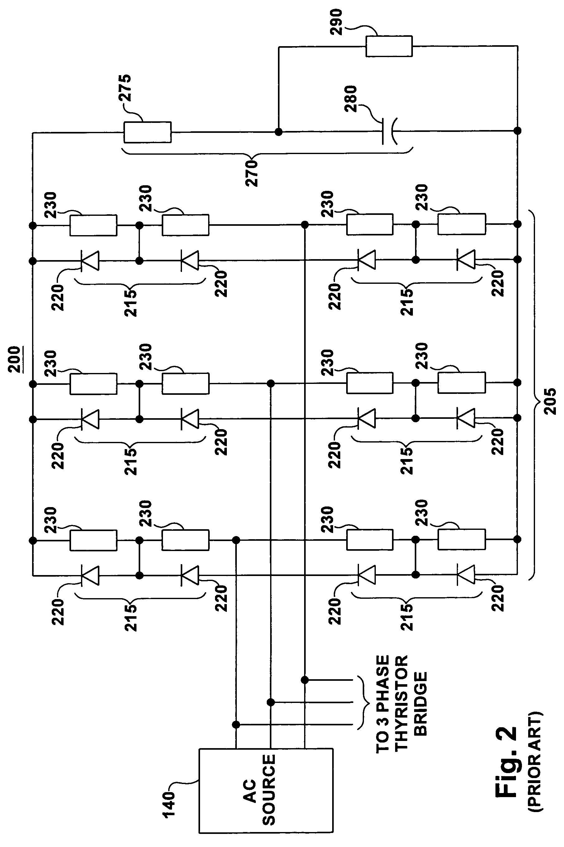 Thyristor power converter filter for excitation applications