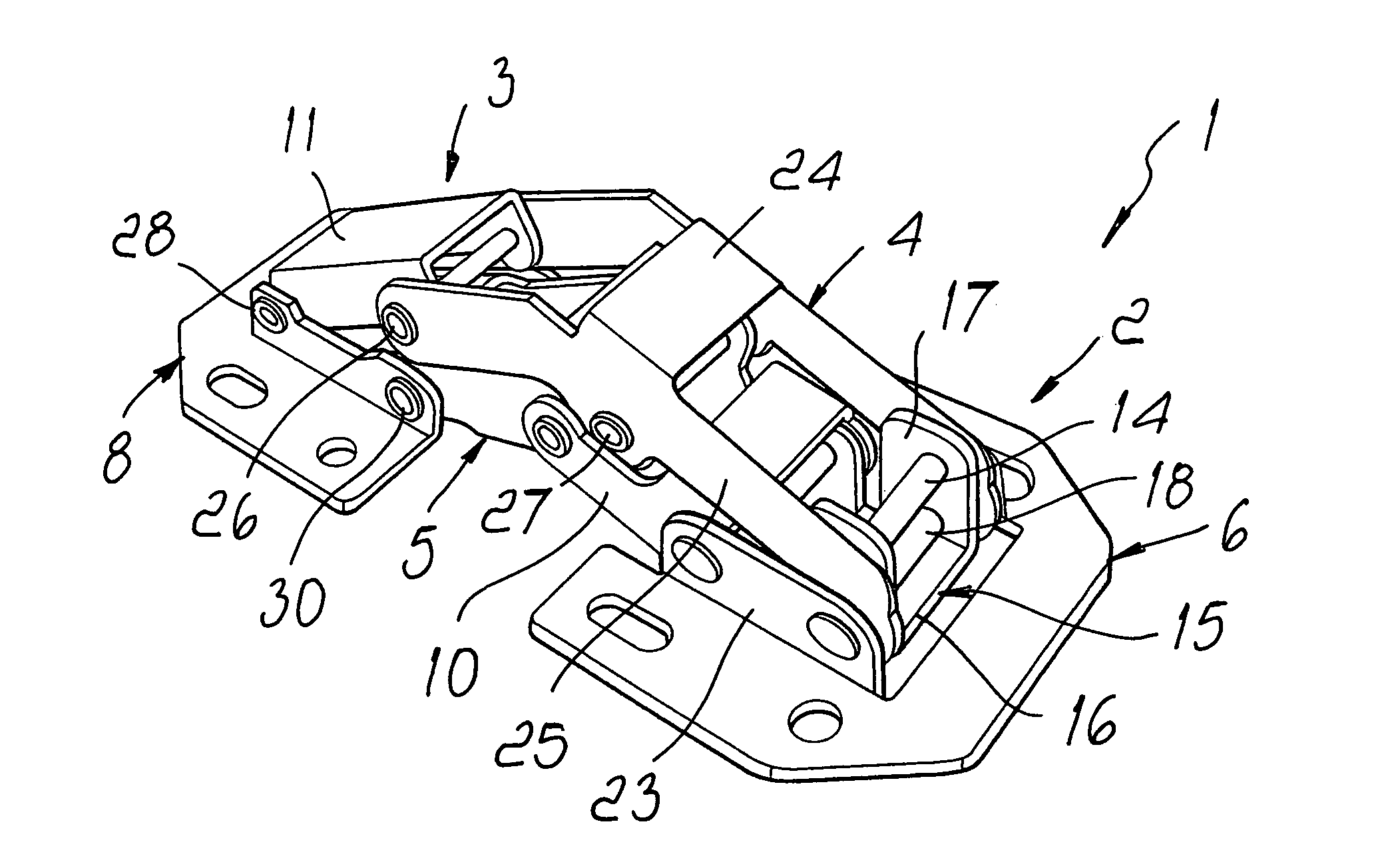 Snap hinge for supporting a closure element