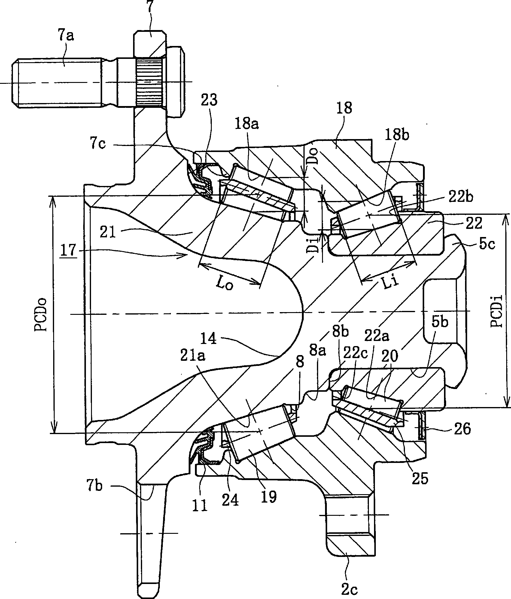 Bearing device for wheel