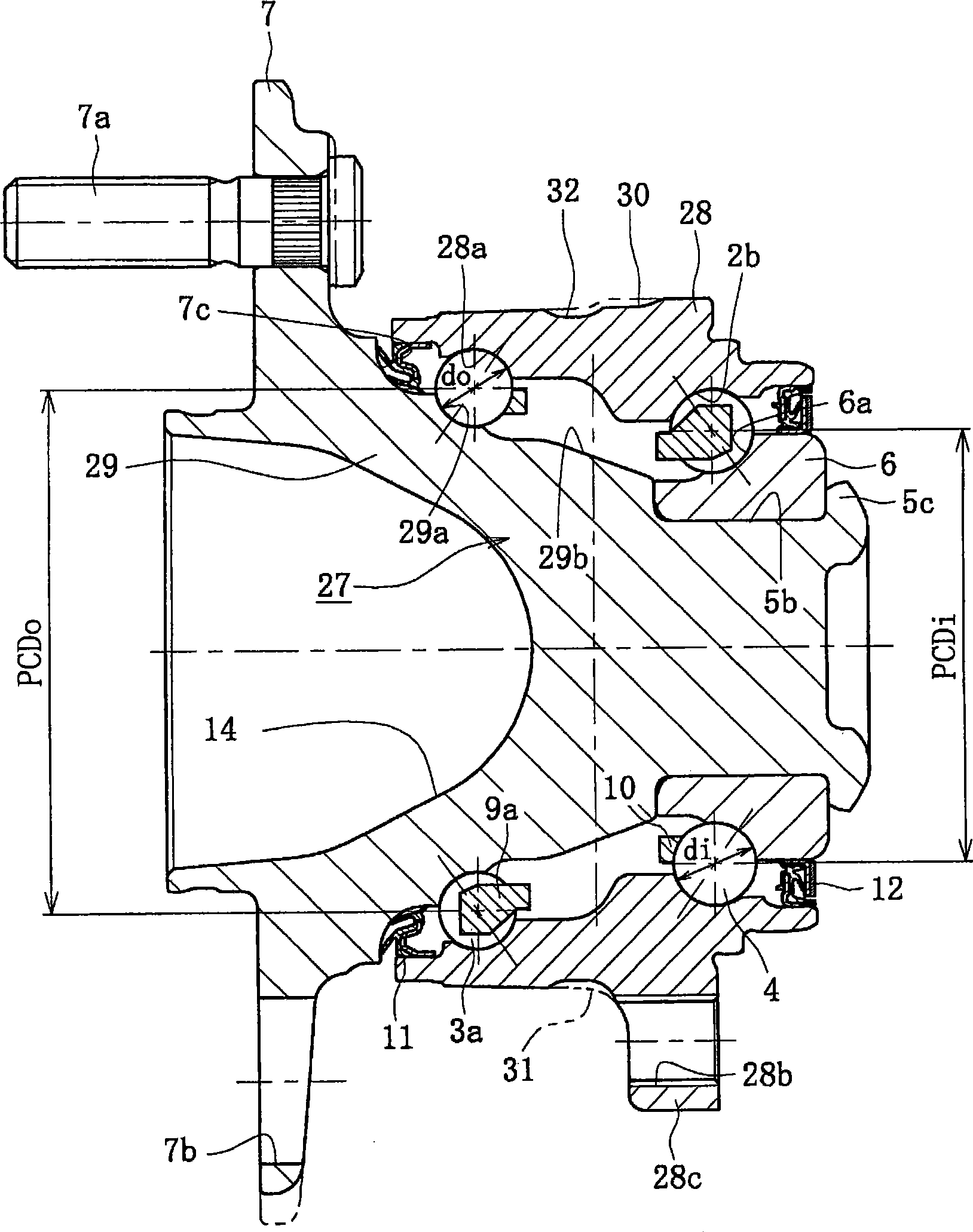 Bearing device for wheel