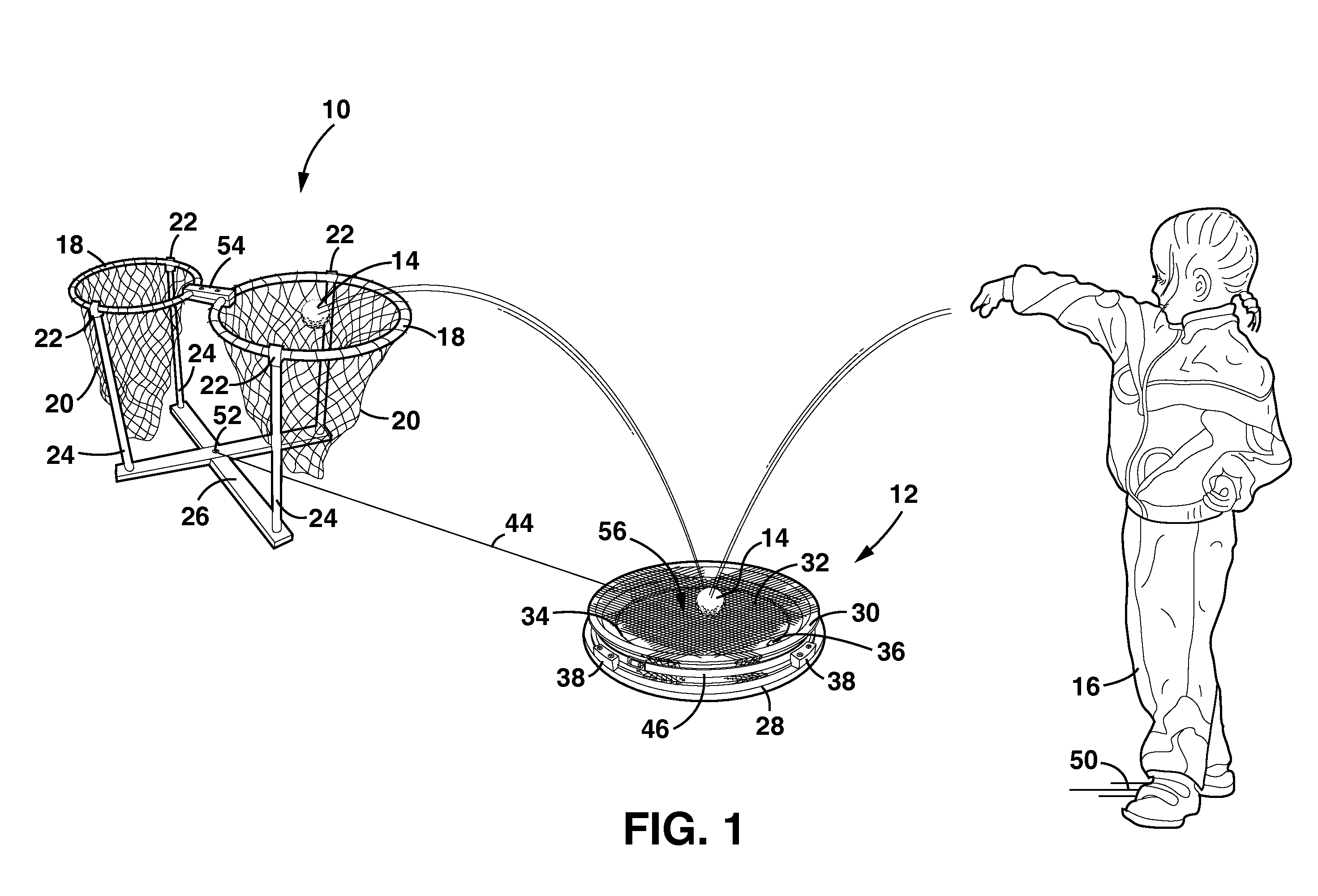 Ball game with skipping implement and targets