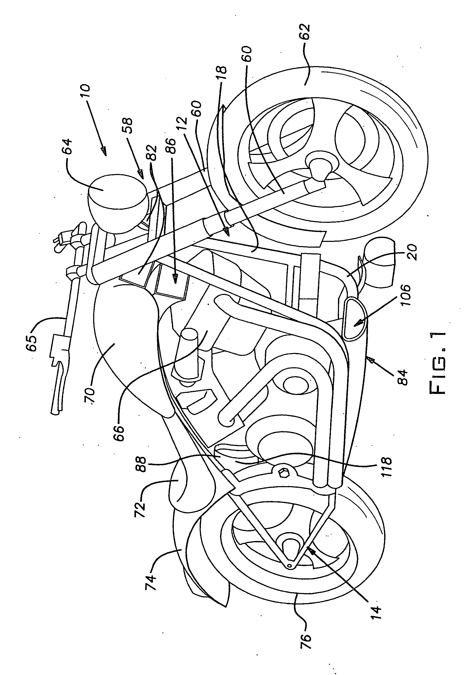 Motorcycle with a rear-mounted radiator