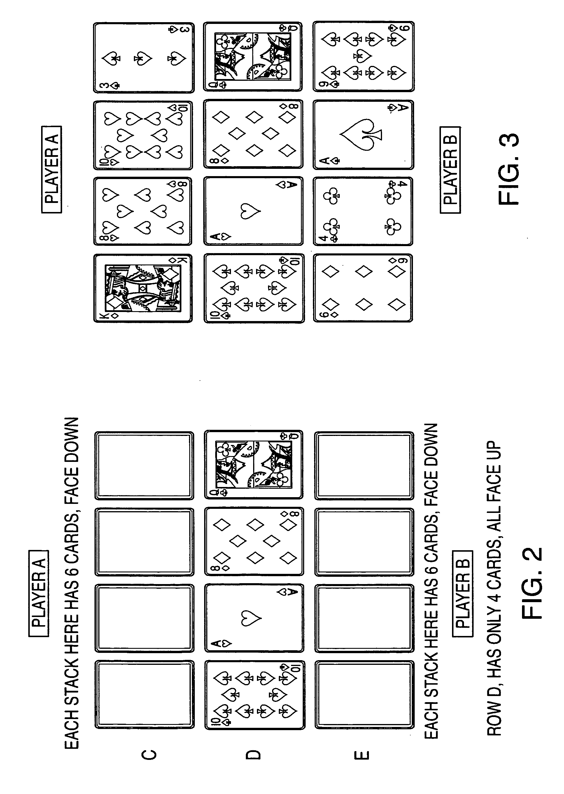 Playing card game with viewable grid array base