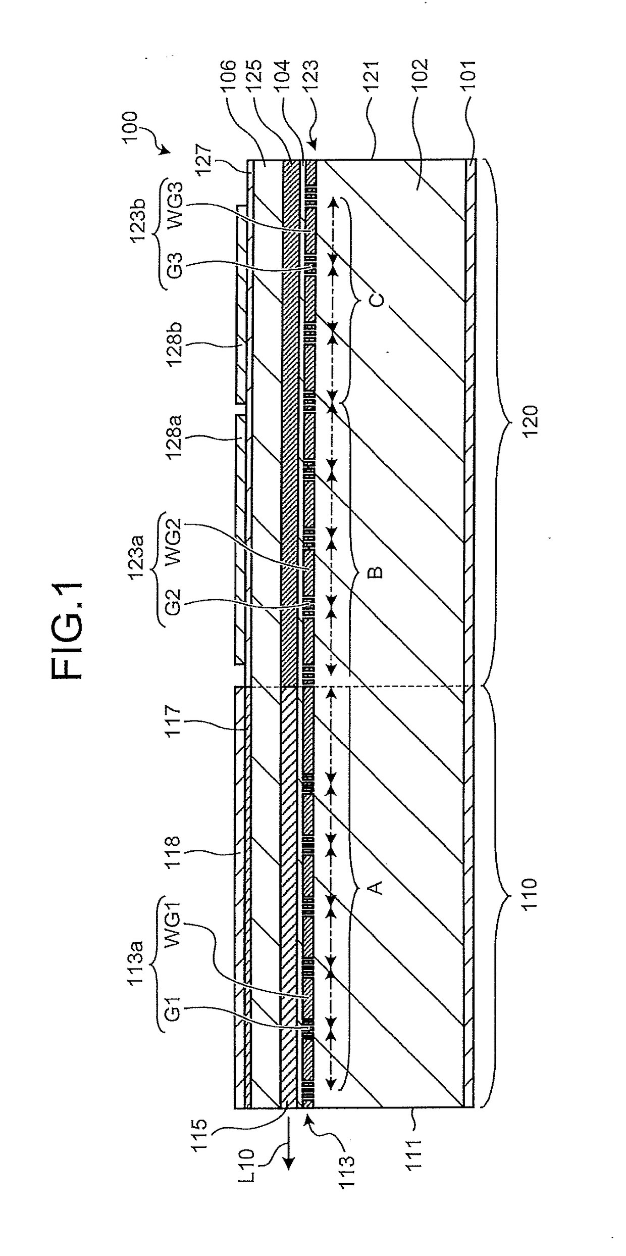 Semiconductor laser device, diffraction grating structure, and diffraction grating